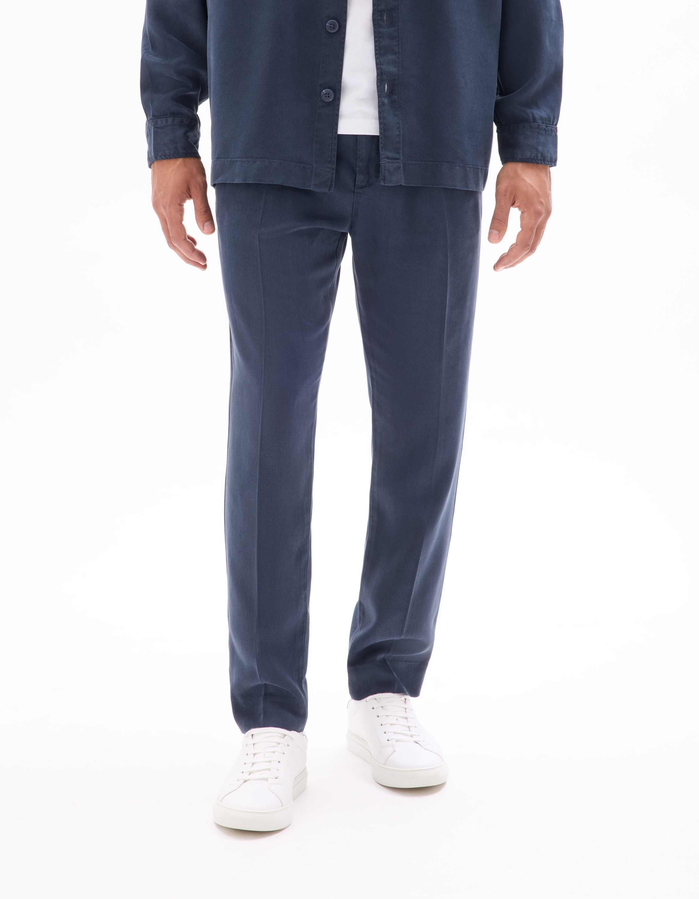 Pantalon chino straight TENCEL™ Lyocell - marine - camaieu - Modalova