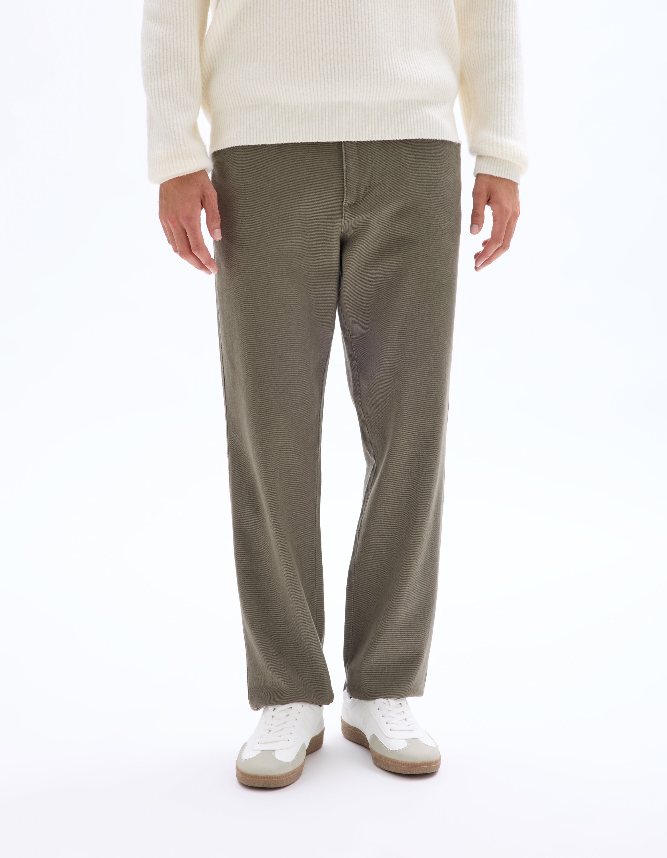 Pantalon chino loose coton lyocell - kaki - camaieu - Modalova