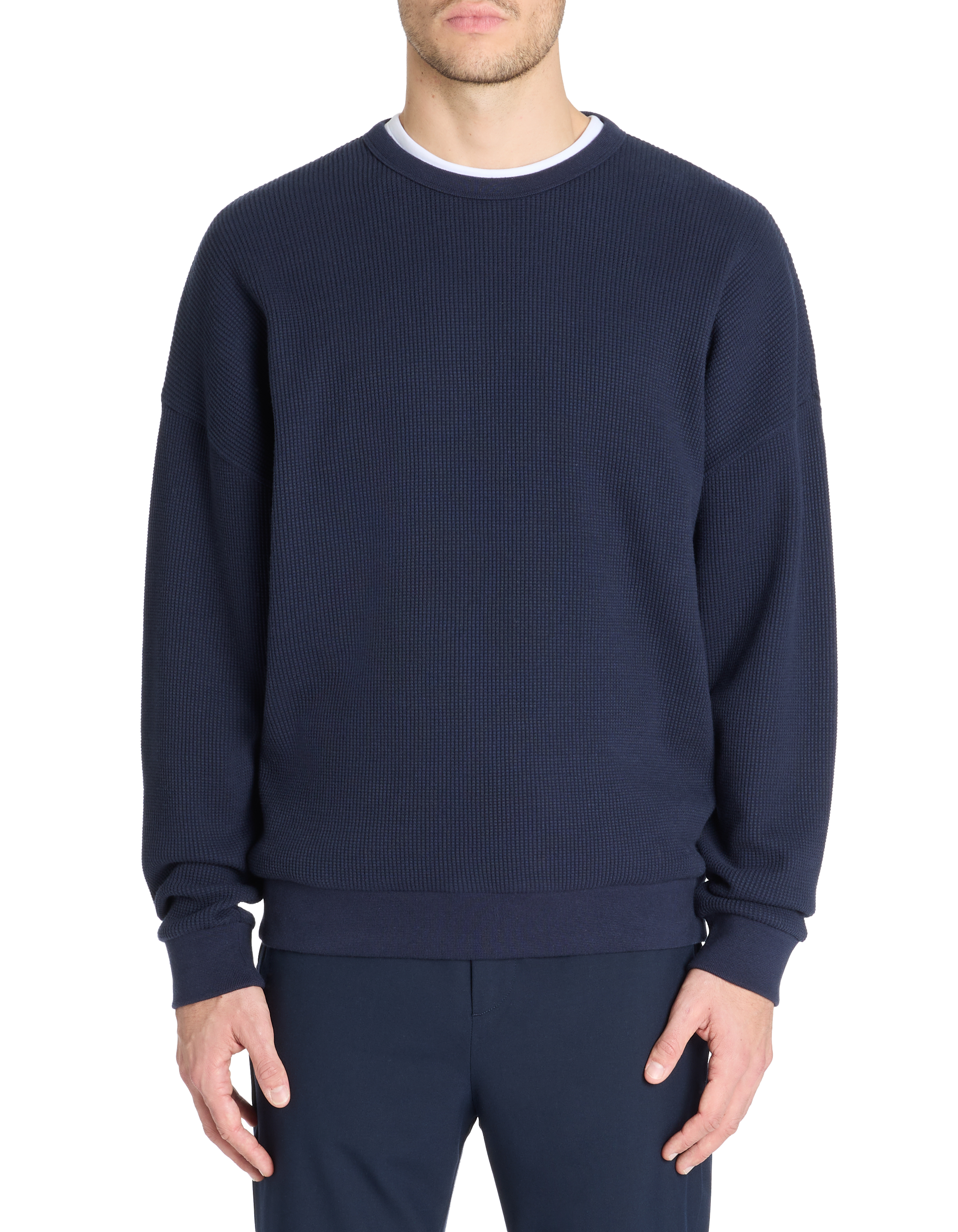 Sweat oversize col rond 100% coton - marine - camaieu - Modalova