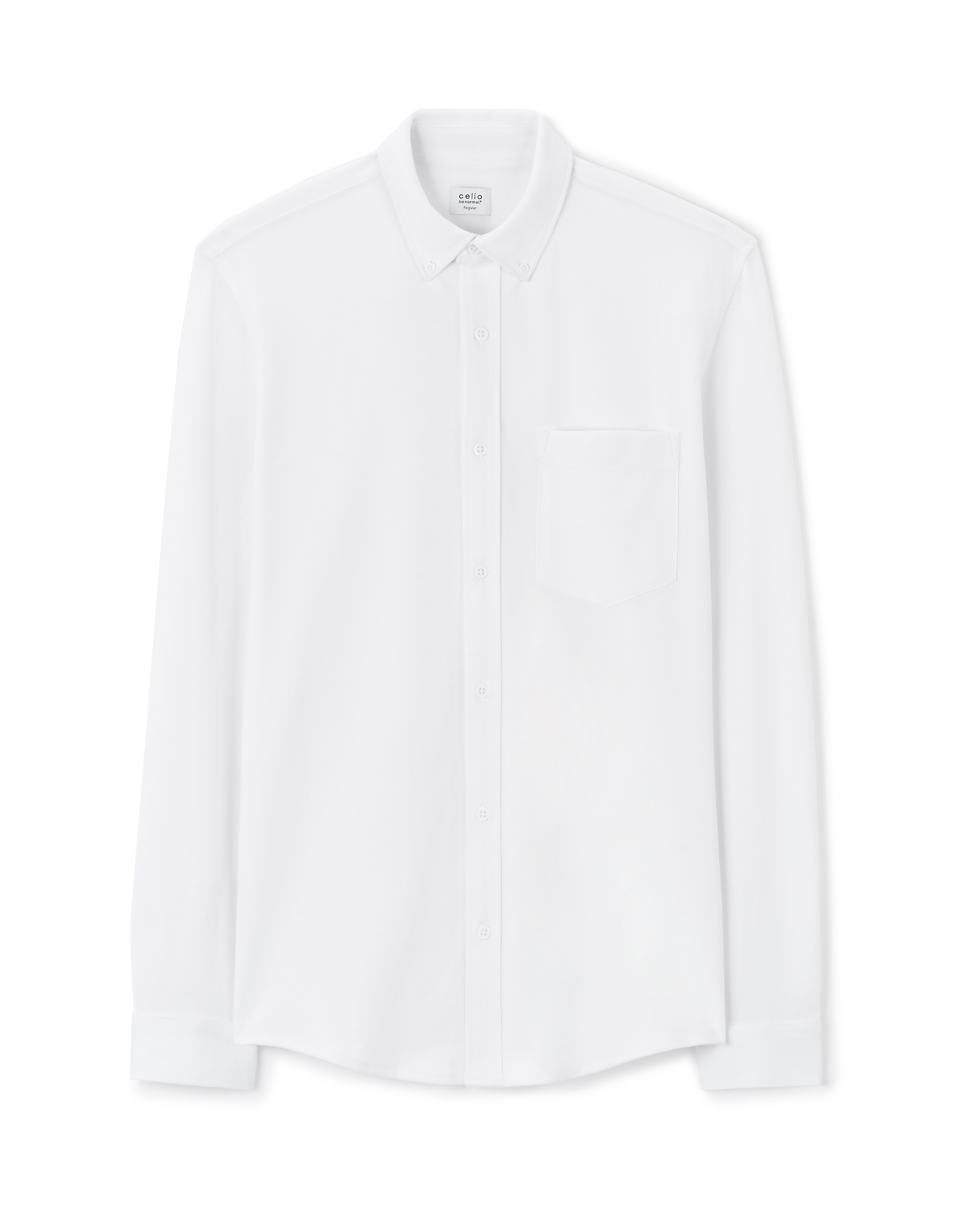 Chemise regular coton piqué stretch - blanc
