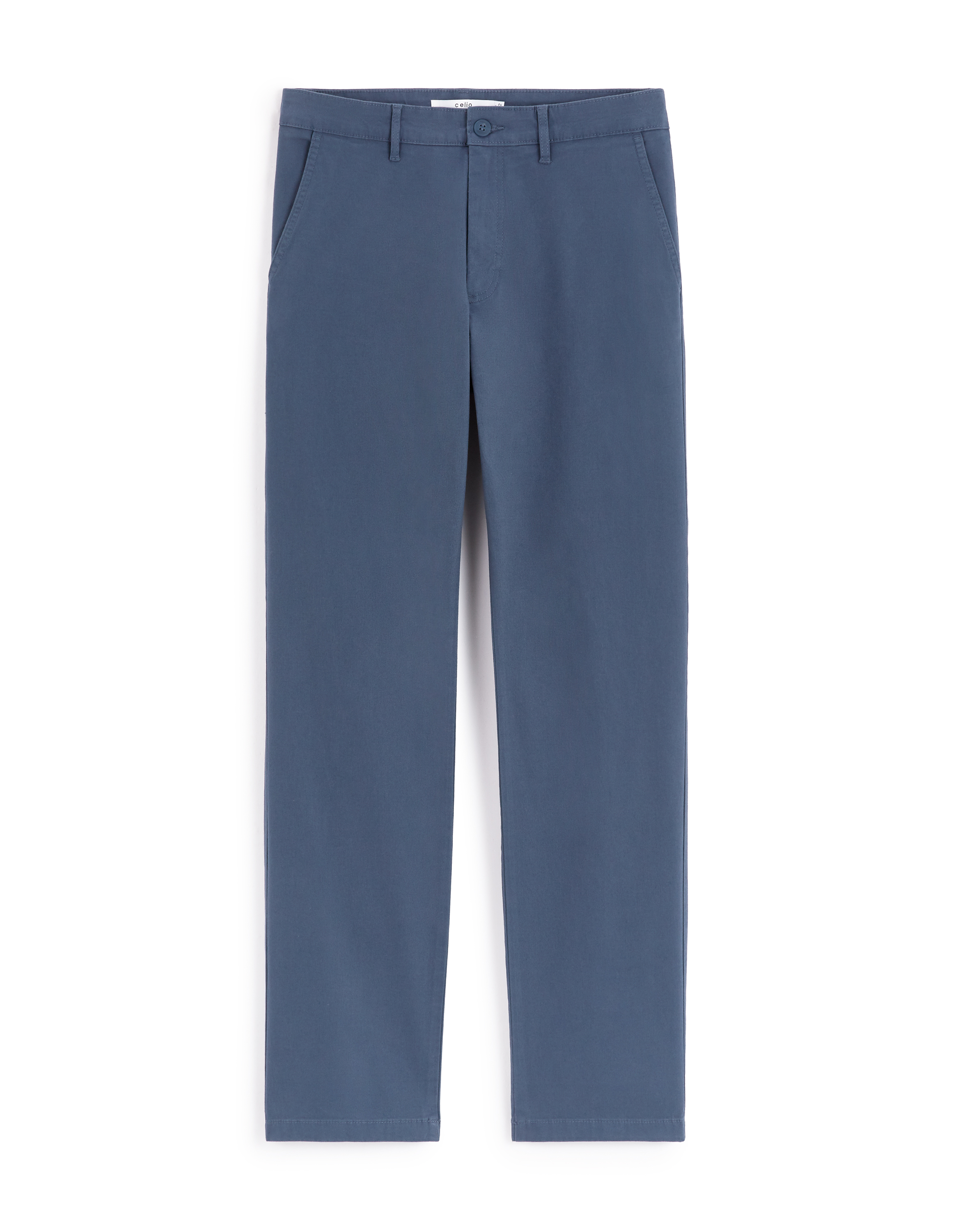 Pantalon chino straight coton stretch - bleu