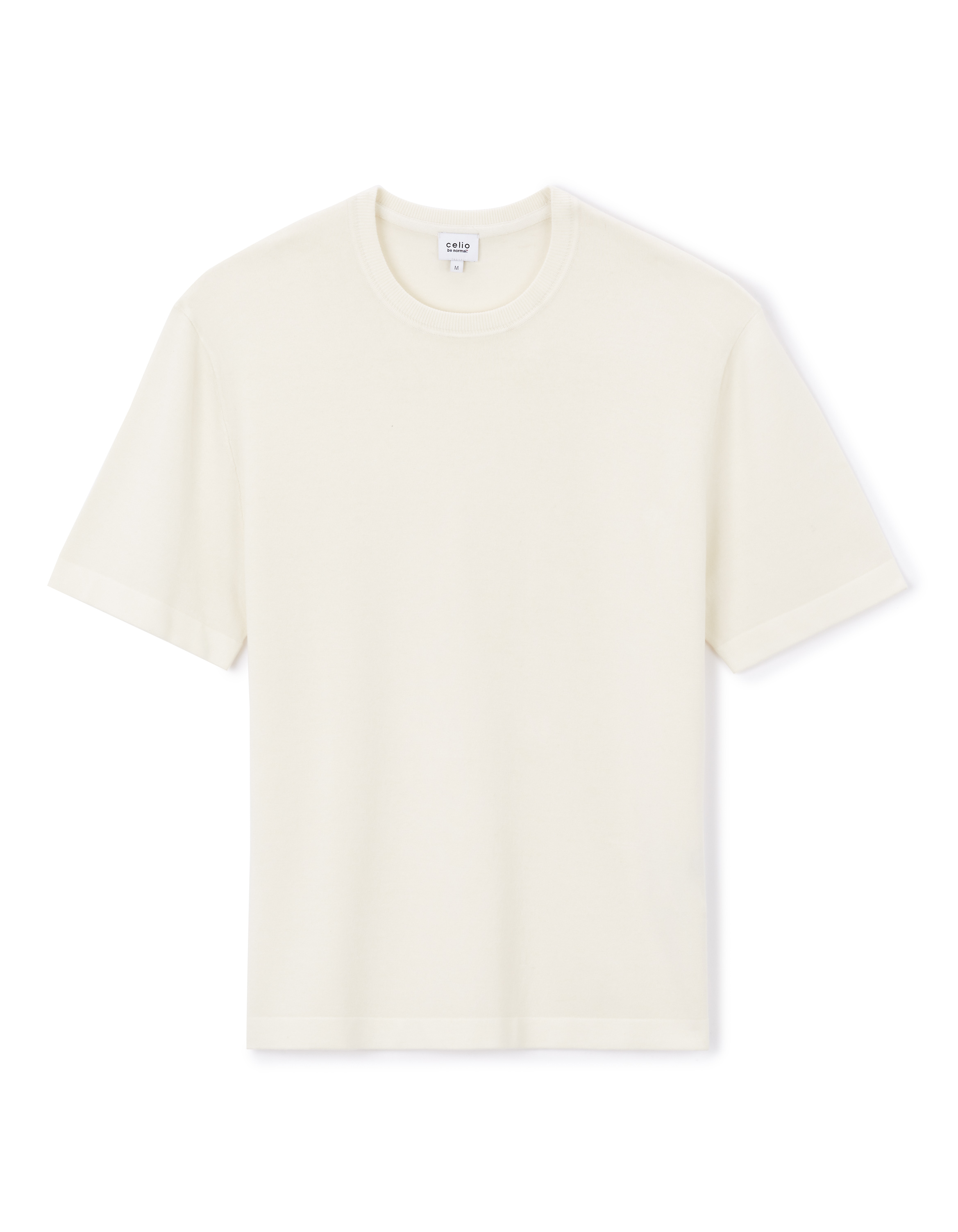 T-shirt col rond en tricot - beige