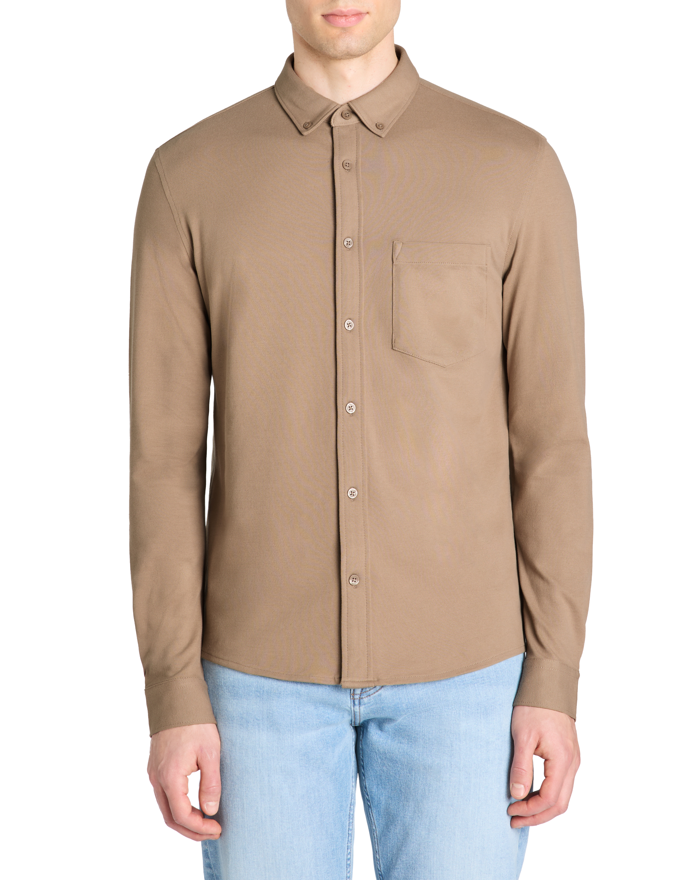 Chemise regular coton piqué stretch - camaieu - Modalova