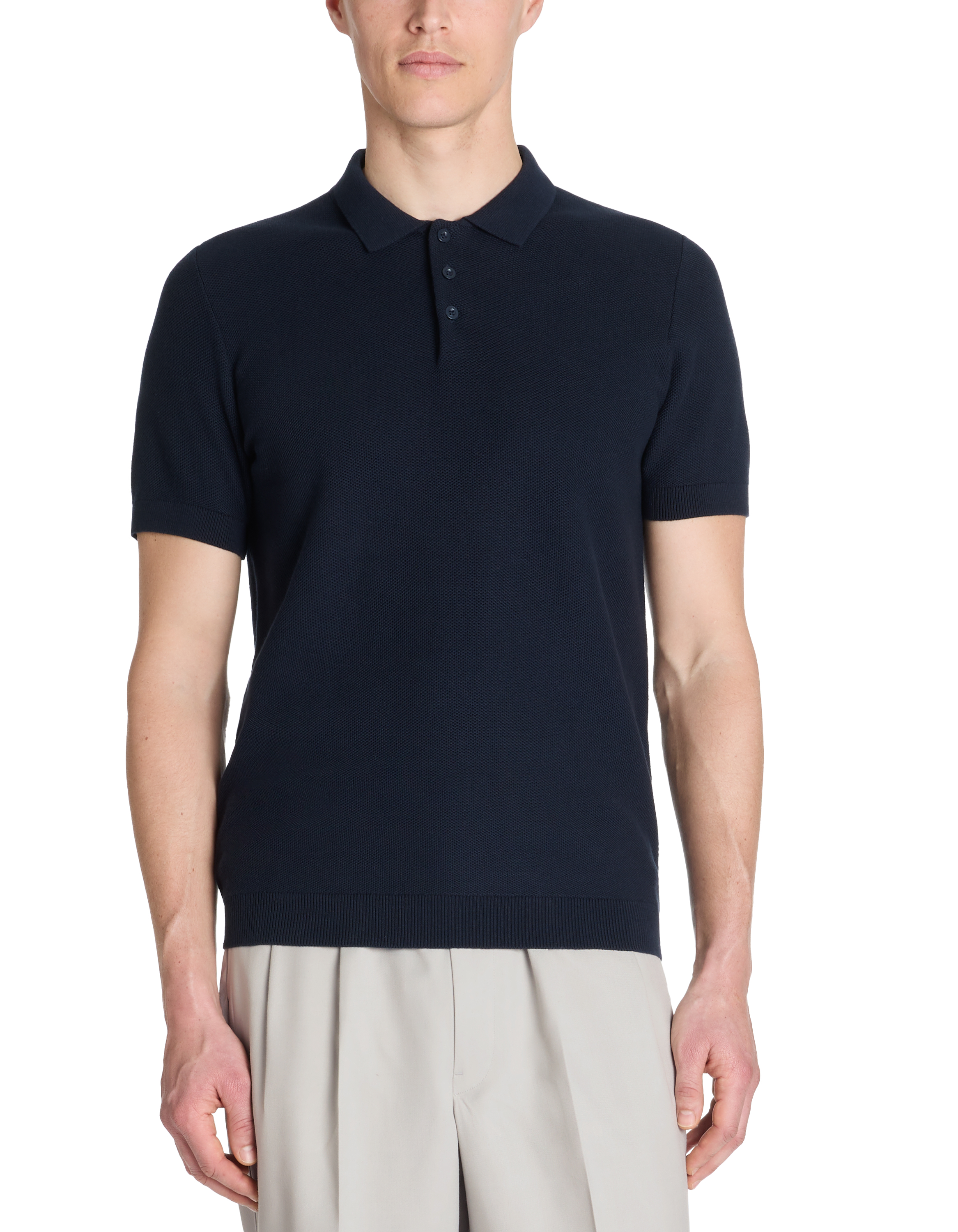 Polo regular en maille texturée 100% coton - marine - camaieu - Modalova