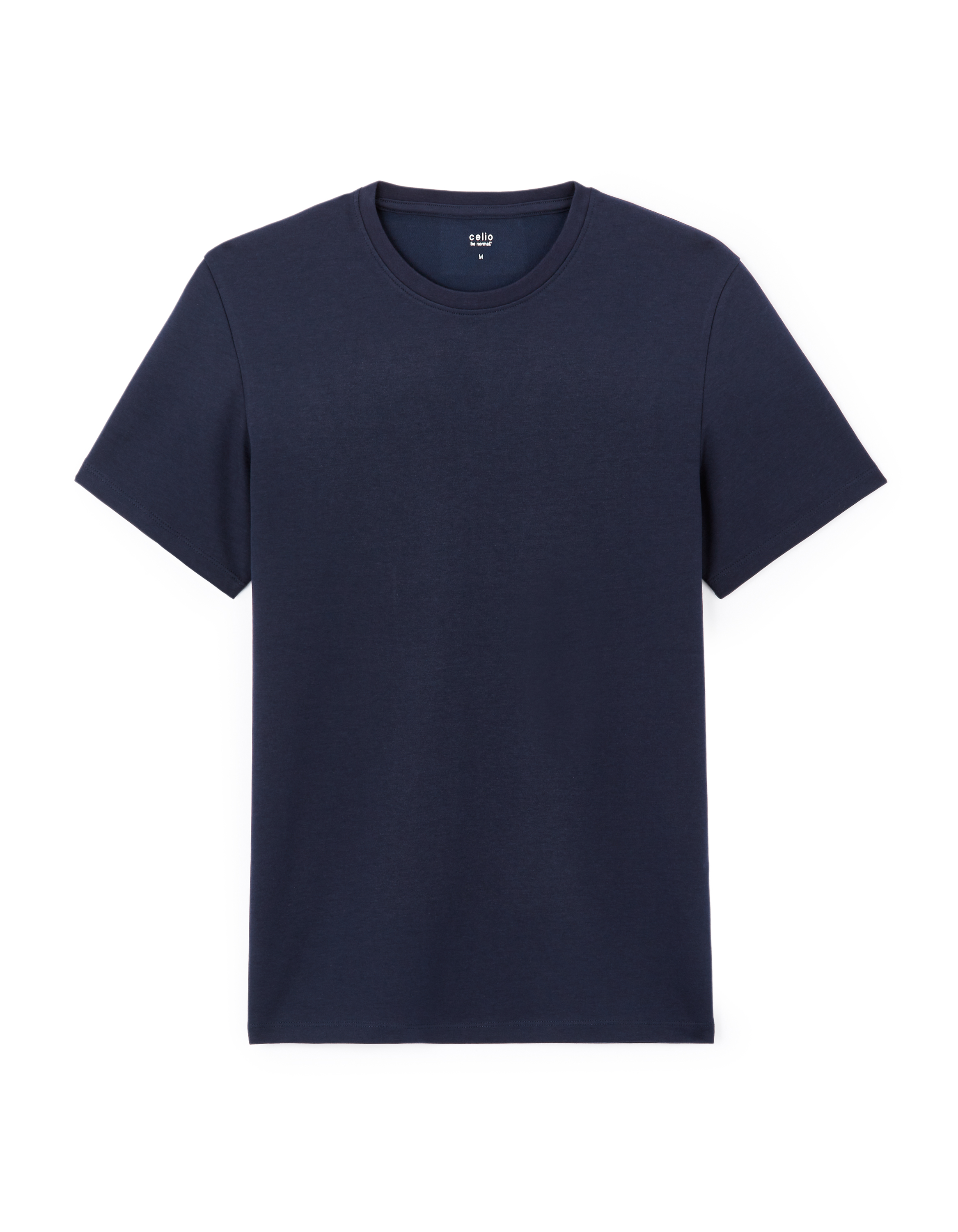T-shirt straight col rond coton mélangé - marine