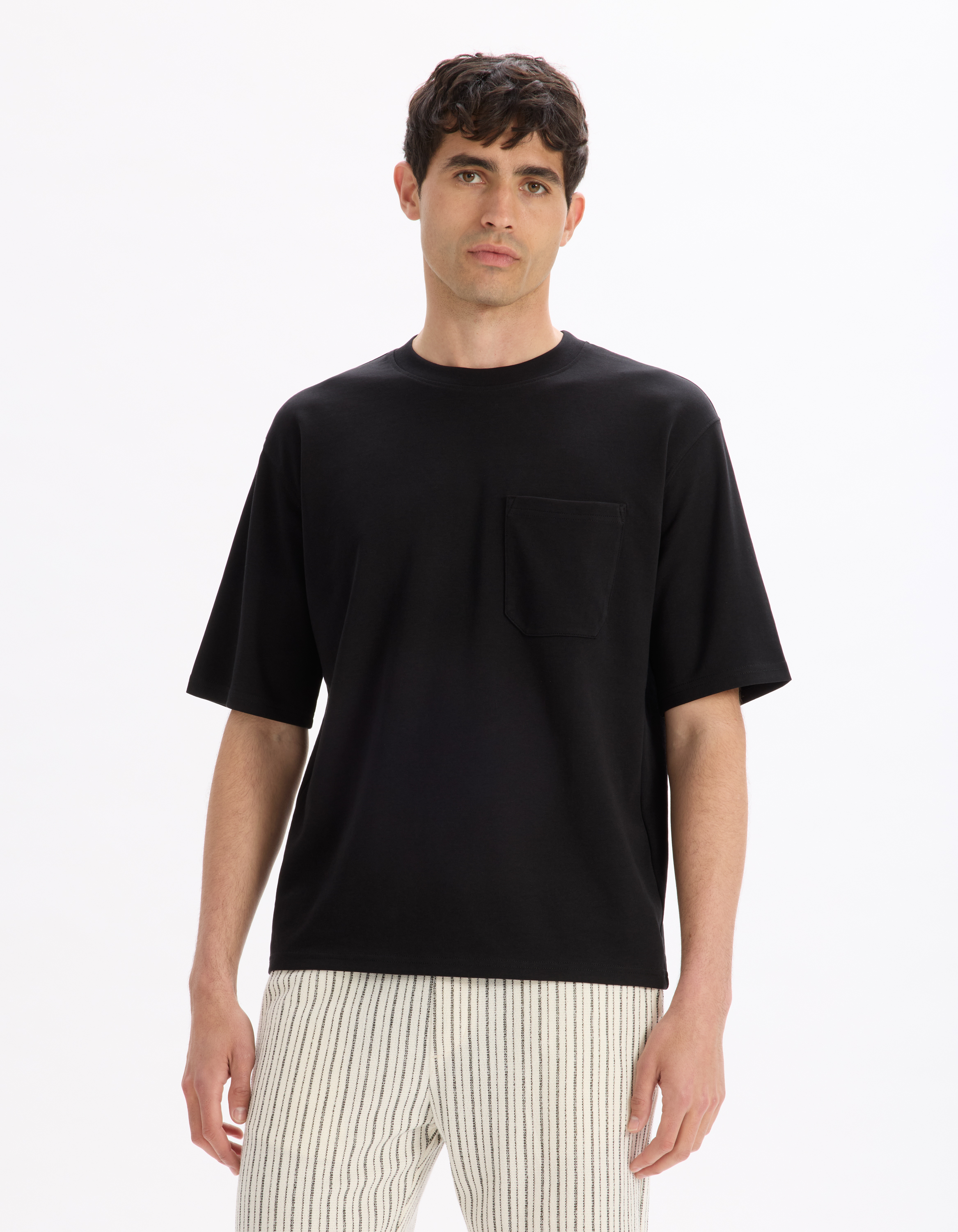 T-shirt oversize col rond coton mélangé - camaieu - Modalova