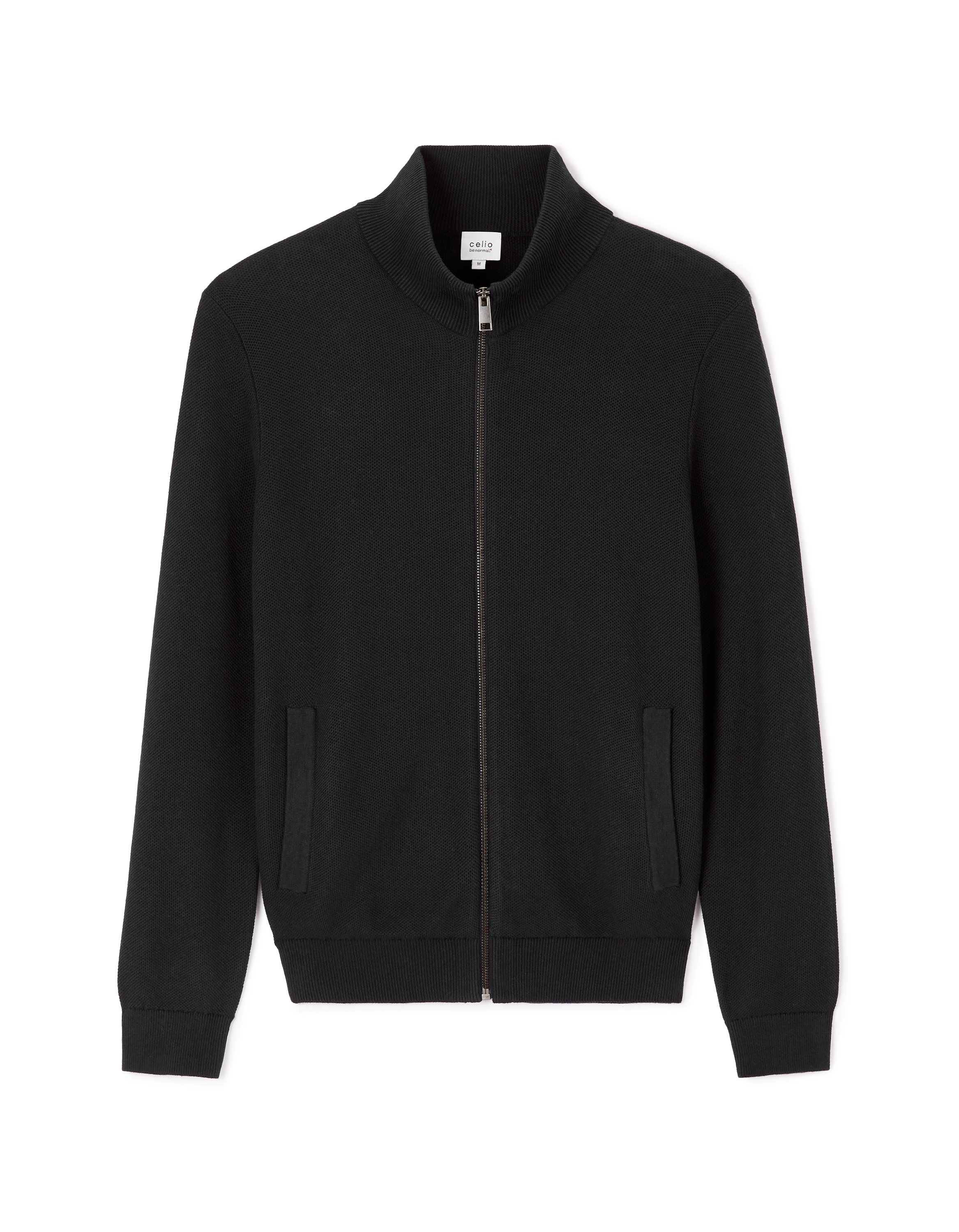 Cardigan col montant 100% coton - noir