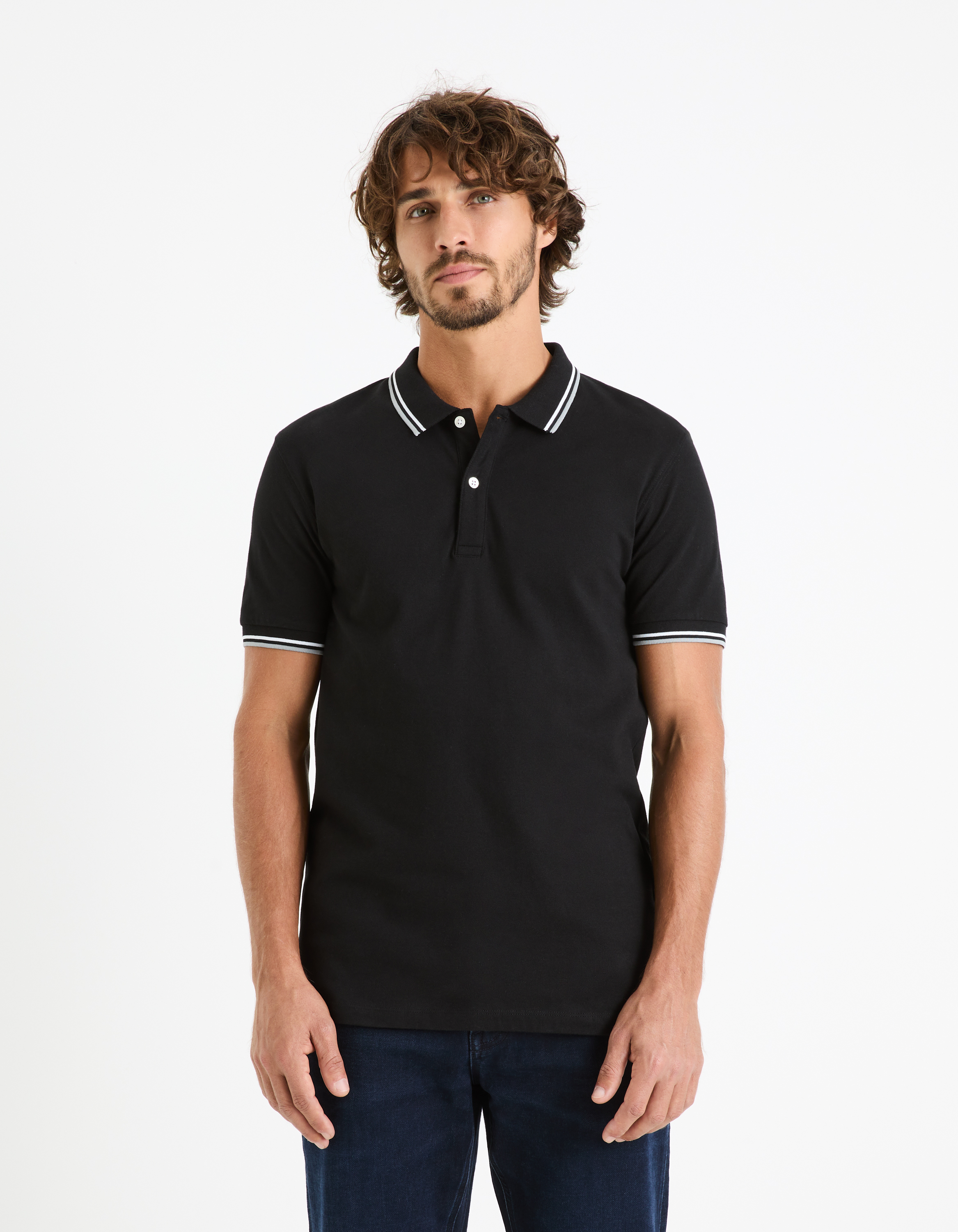 Polo piqué slim en coton stretch - camaieu - Modalova