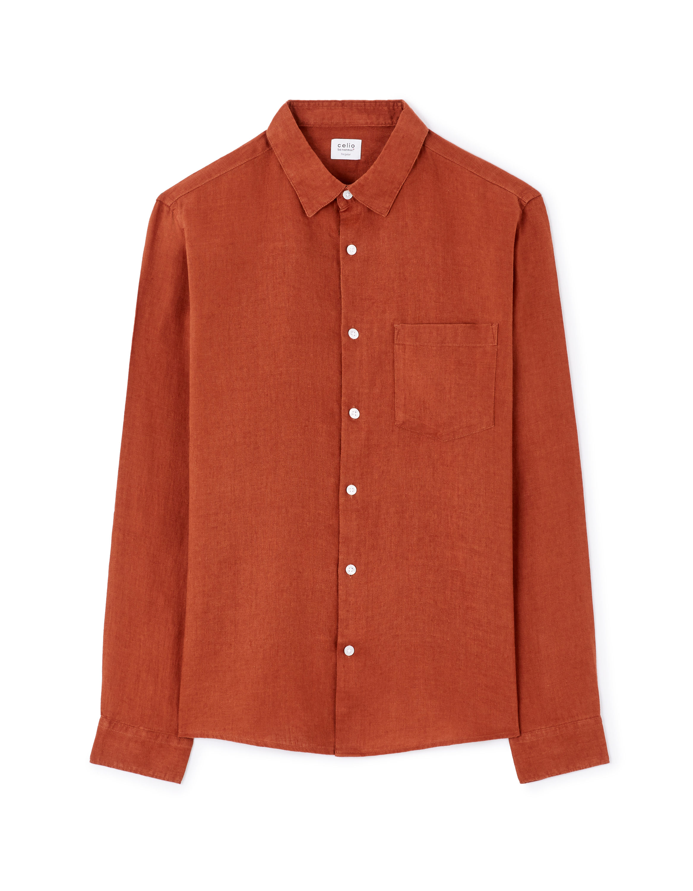 Chemise regular 100% lin - terracotta