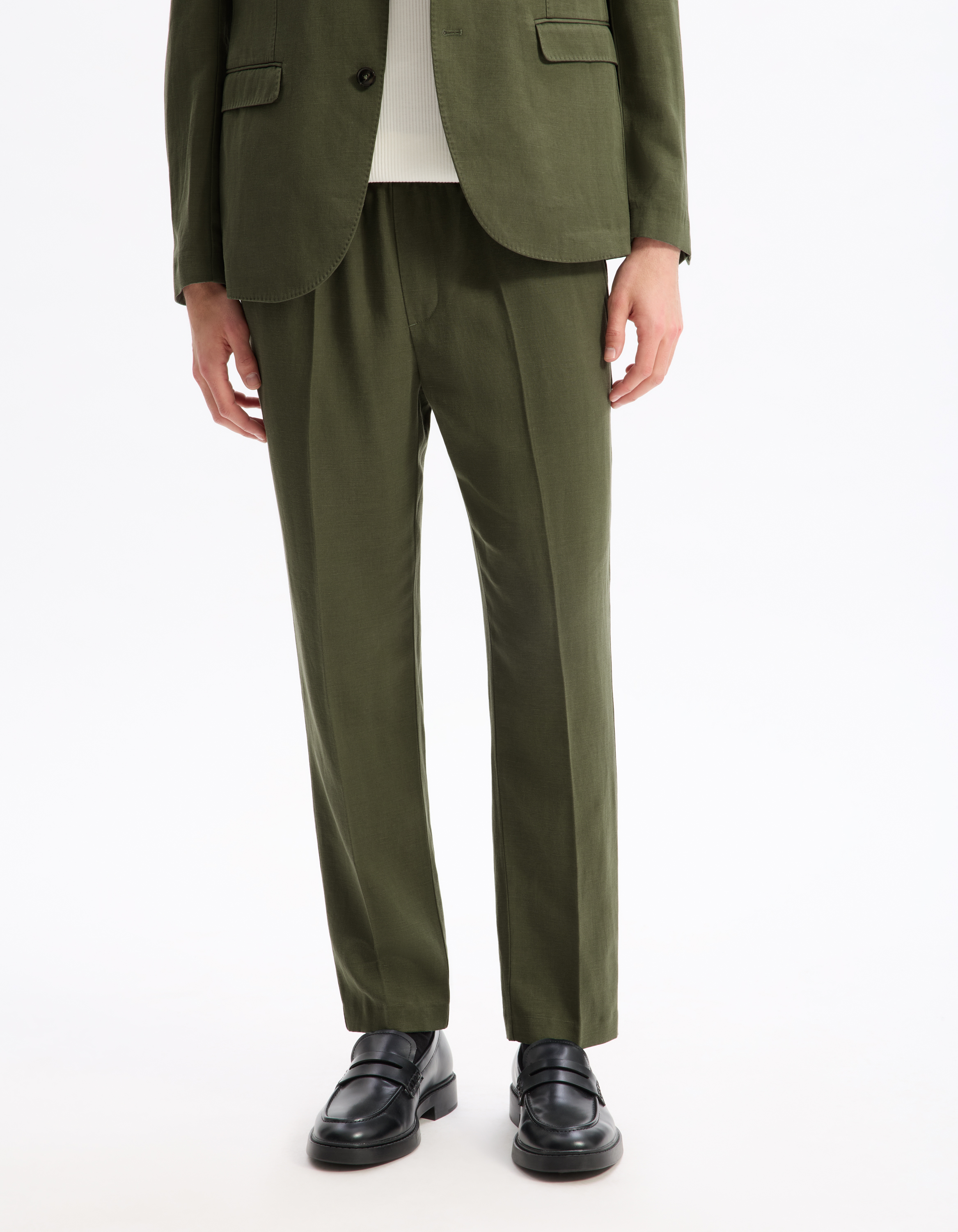 Pantalon slim en twill - kaki - camaieu - Modalova