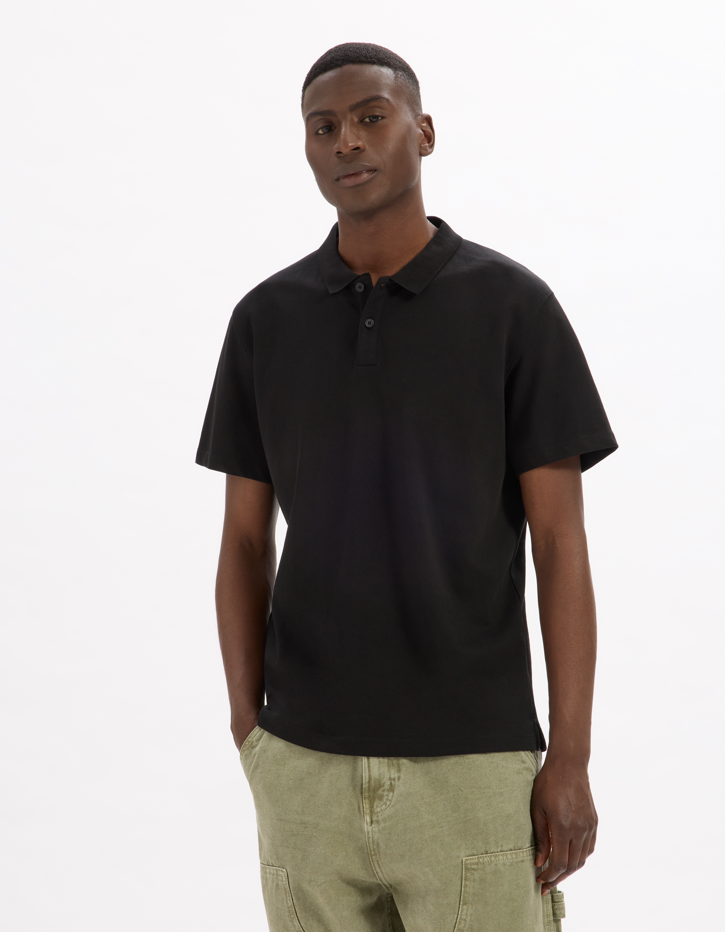 Polo regular coton mélangé - noir - camaieu - Modalova