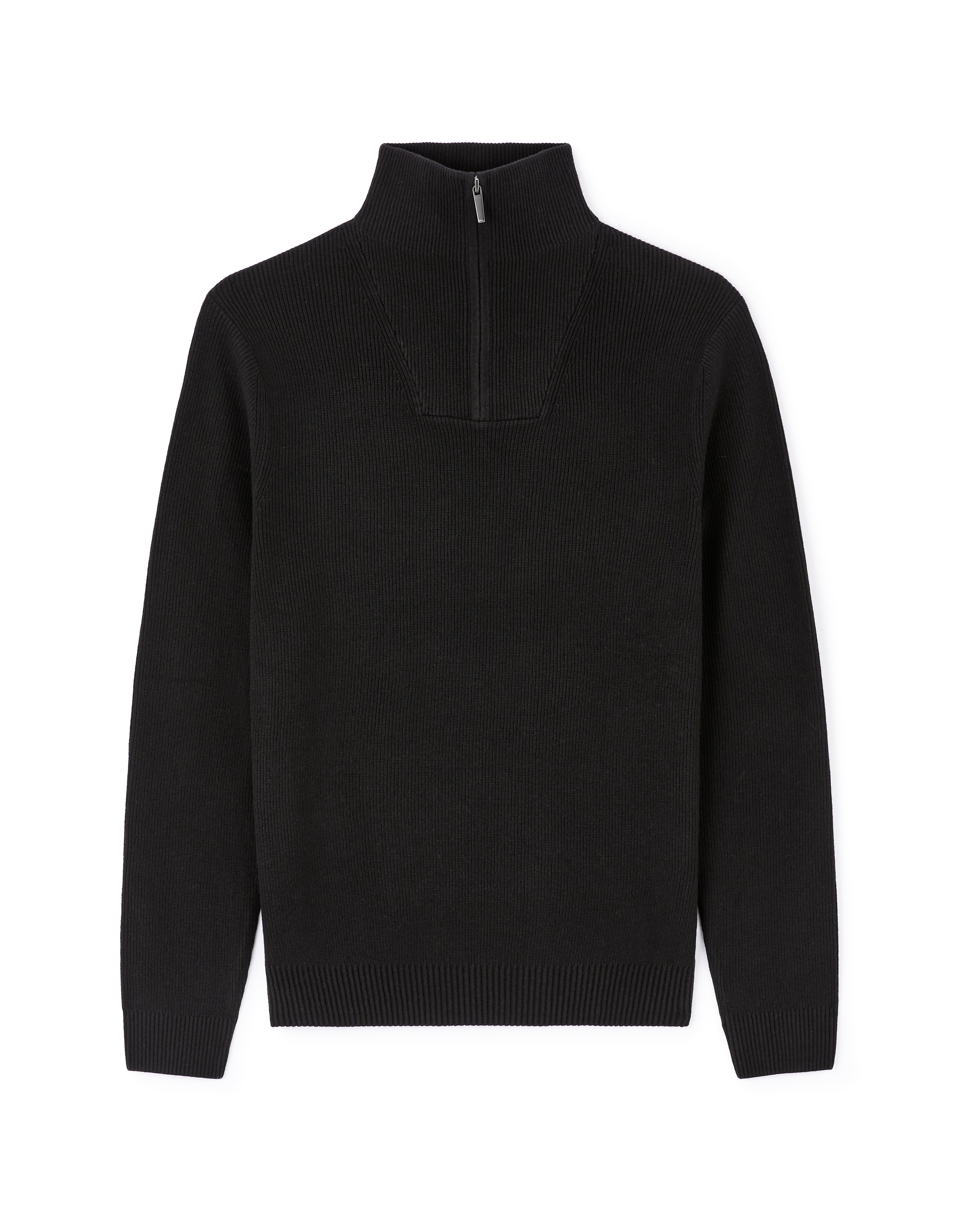 Pull col camionneur regular coton mélangé - noir