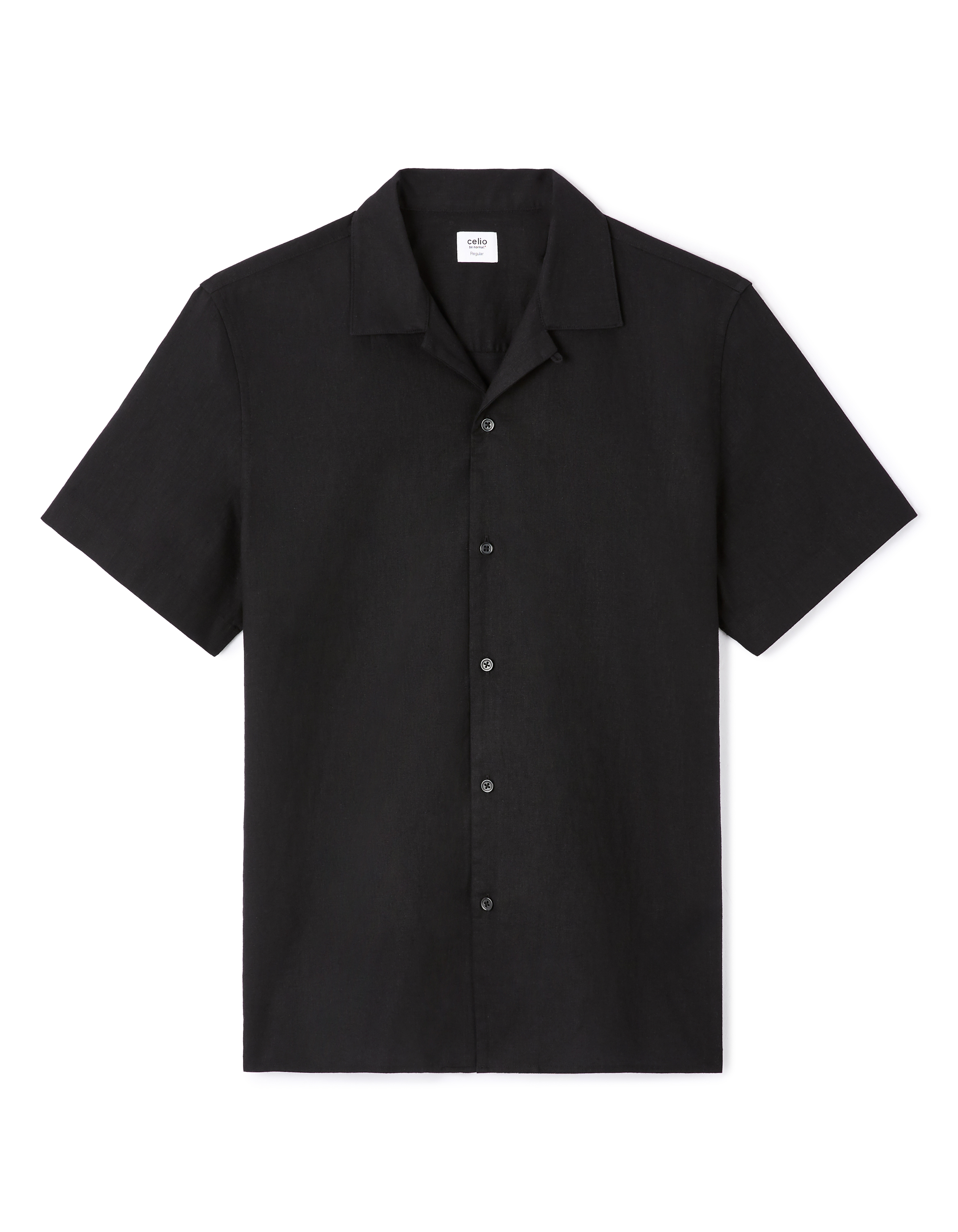 Chemisette regular en lin et coton - noir