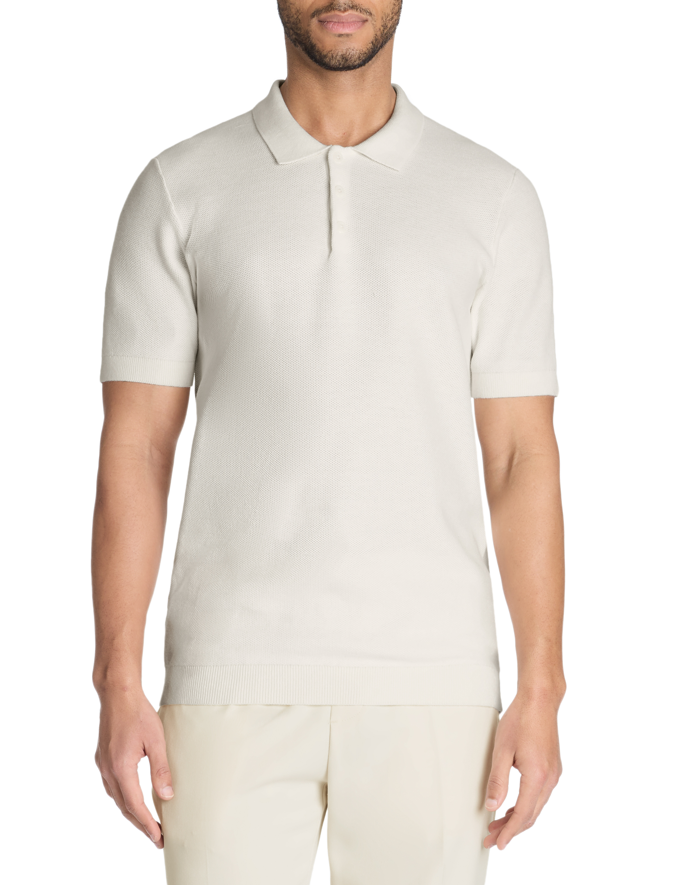 Polo regular en maille texturée 100% coton - beige - camaieu - Modalova