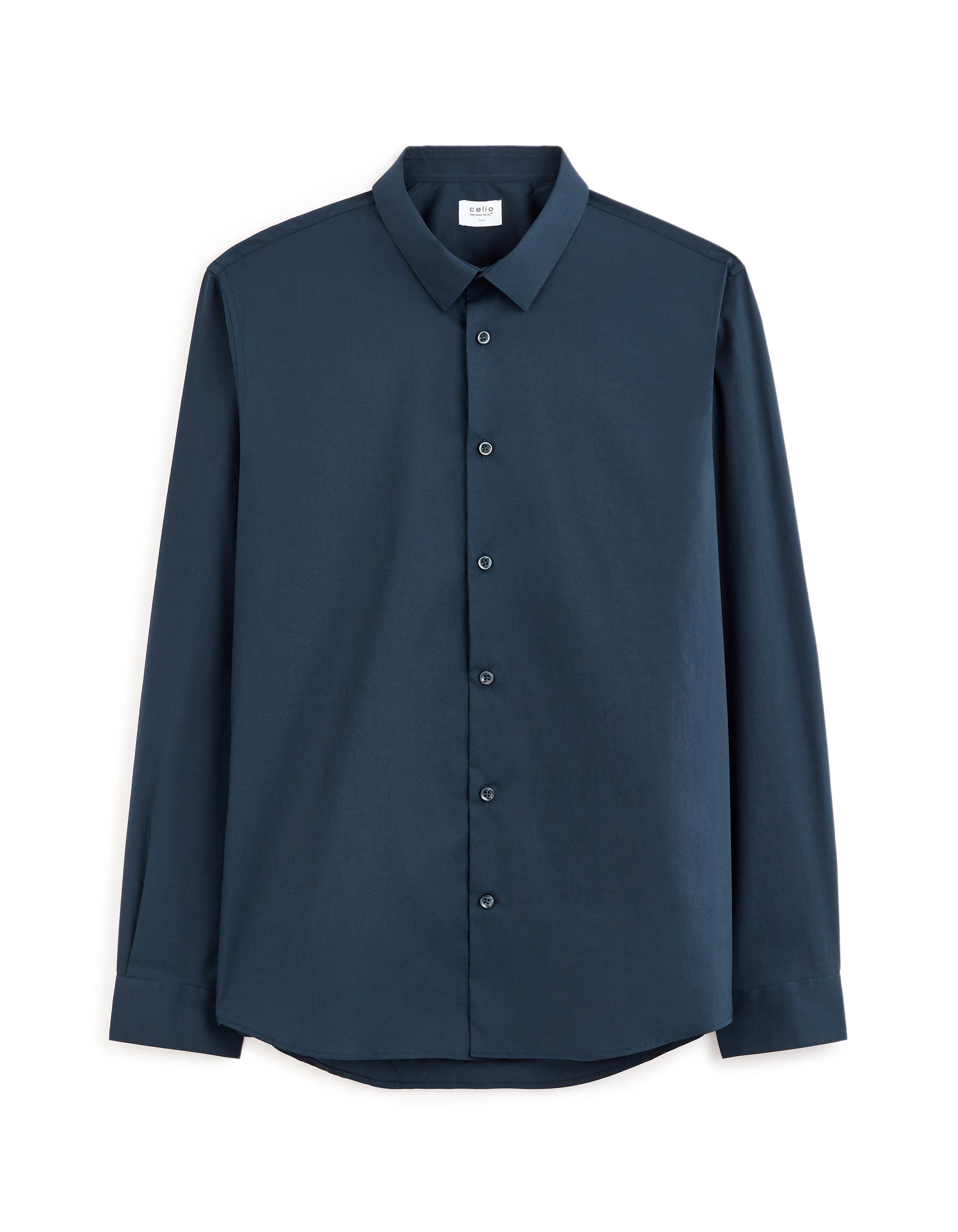 Chemise slim en coton stretch - marine