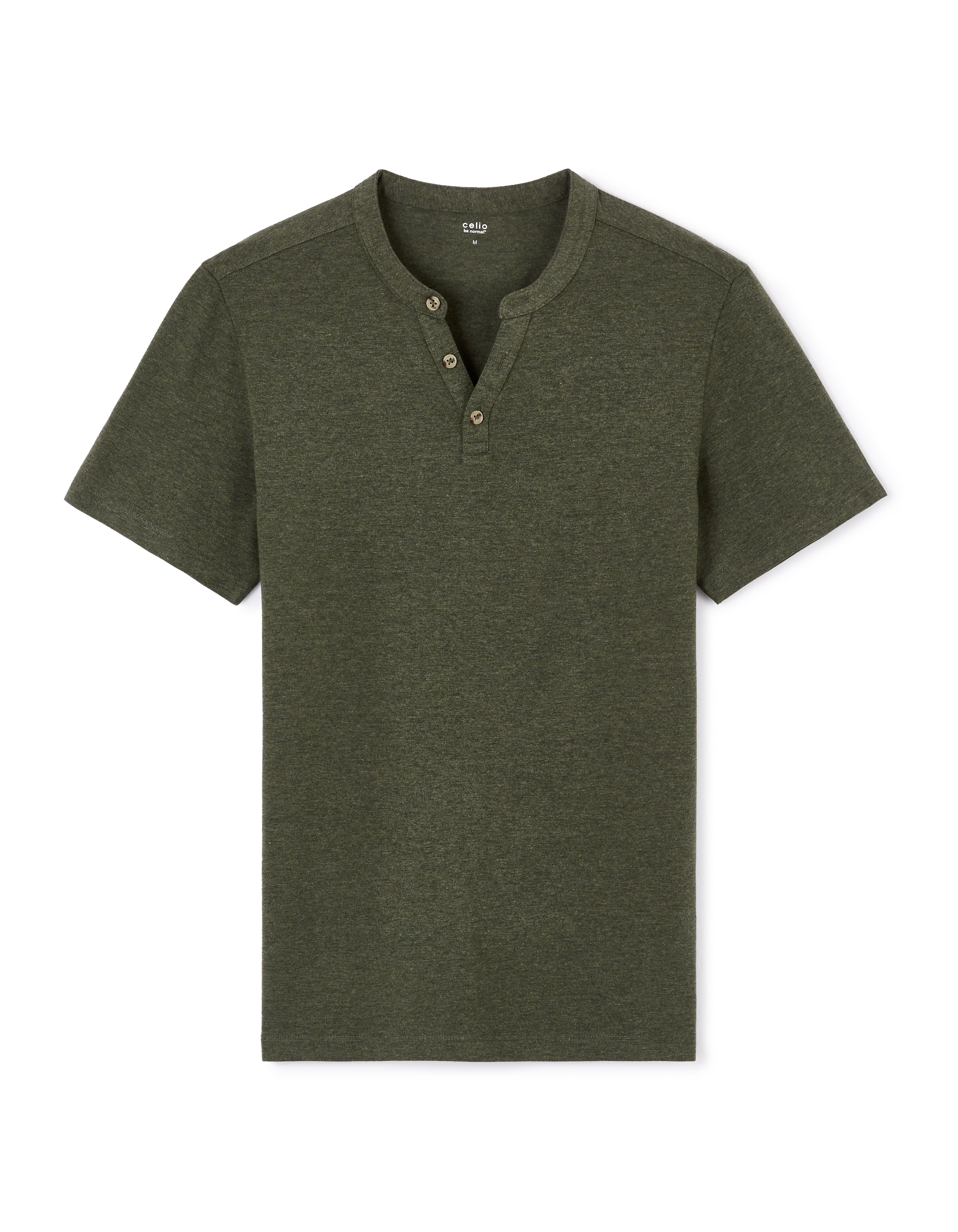 T-shirt straight col tunisien - kaki