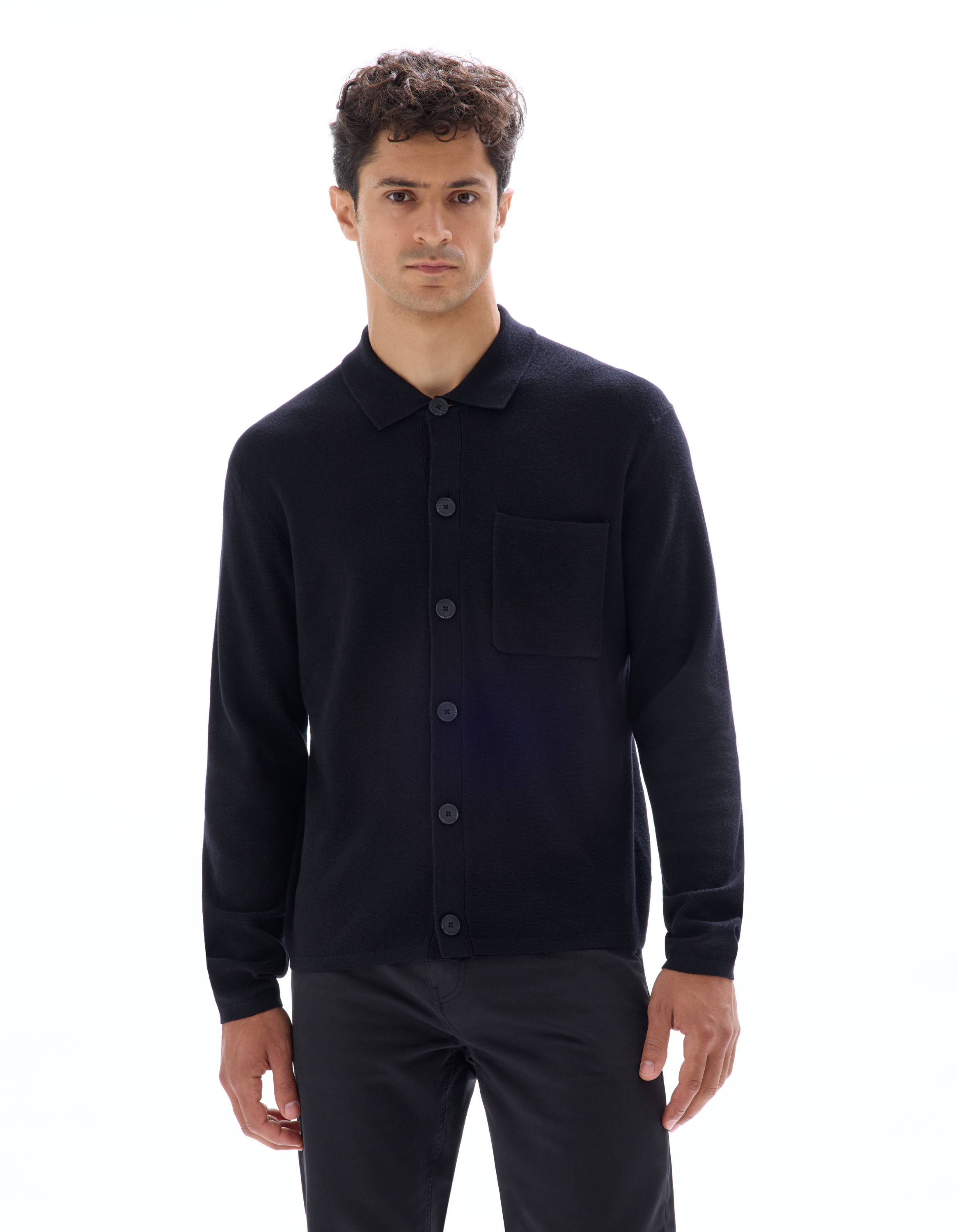 Surchemise en maille unie - noir - camaieu - Modalova