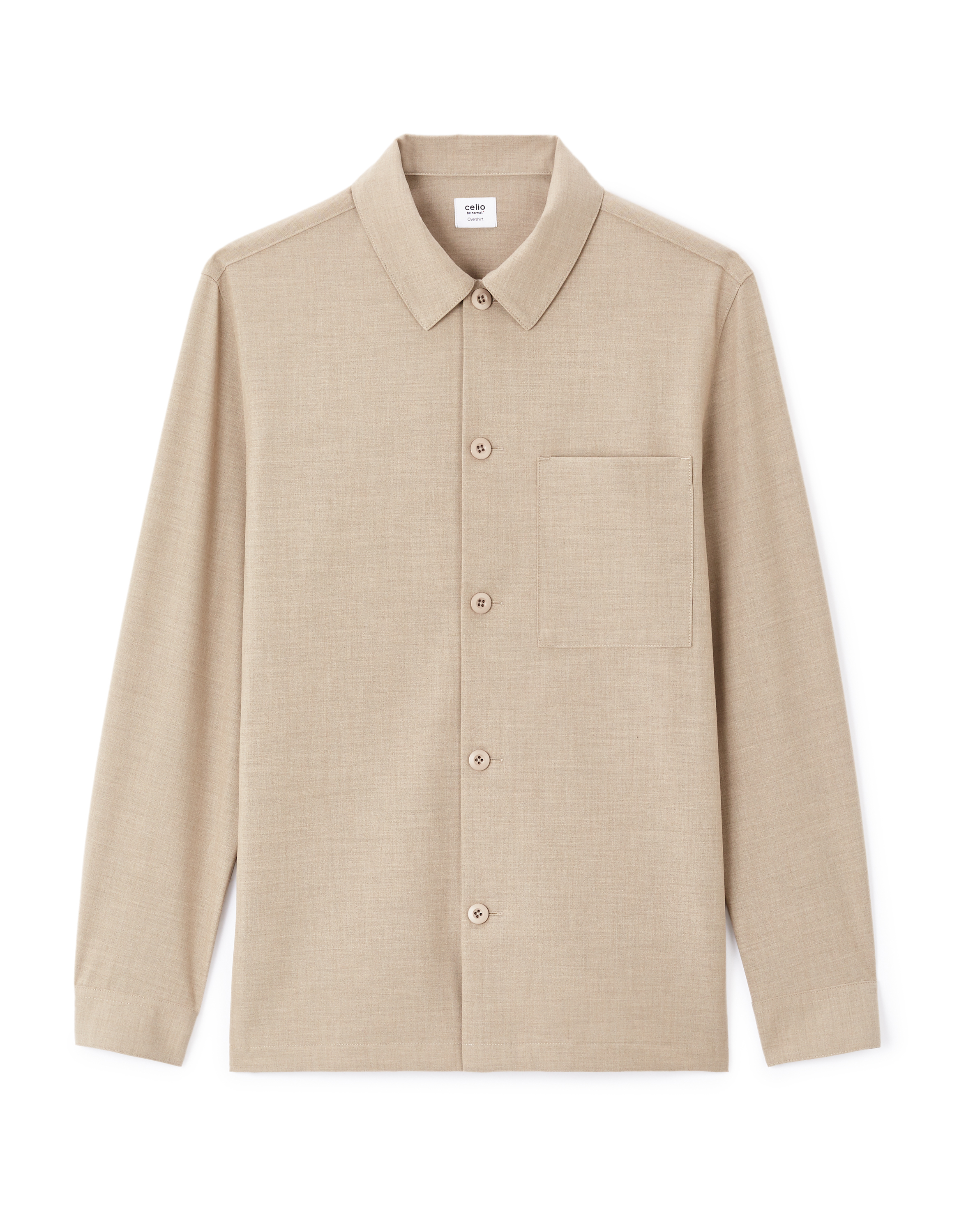 Surchemise stretch 1 poche - beige