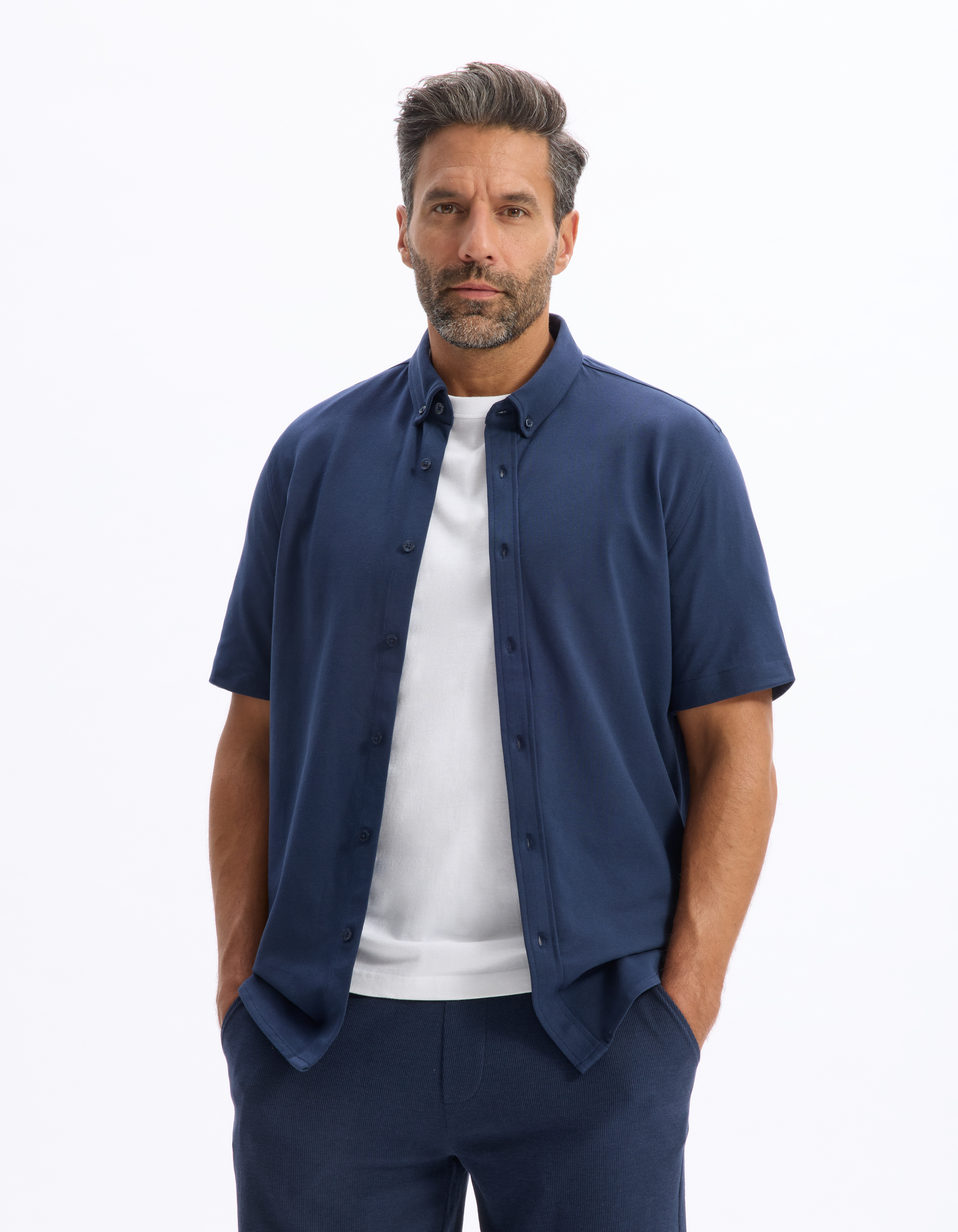 Chemisette regular en jersey piqué - marine - camaieu - Modalova