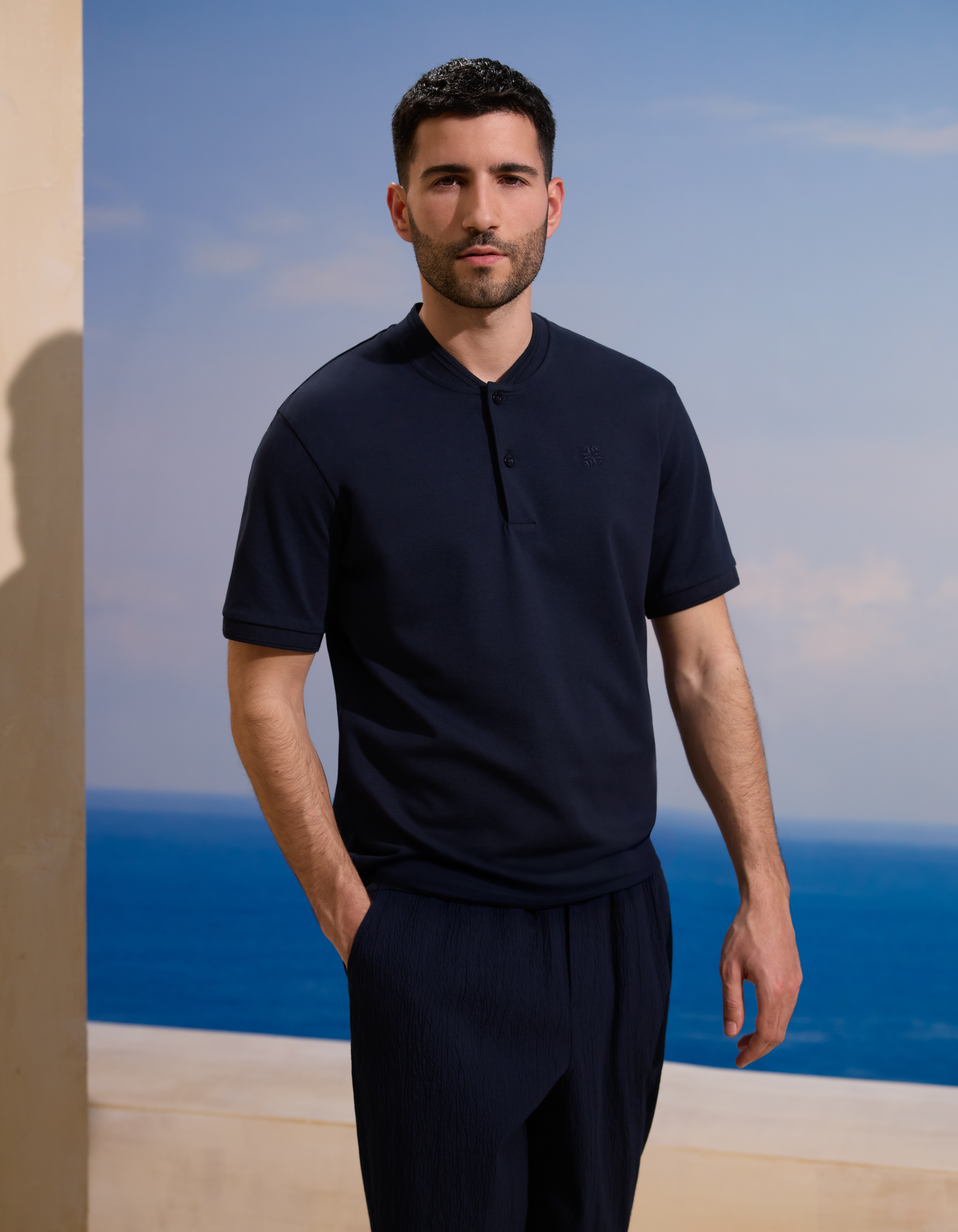 Saint-Tropez - Polo marine en coton stretch - camaieu - Modalova