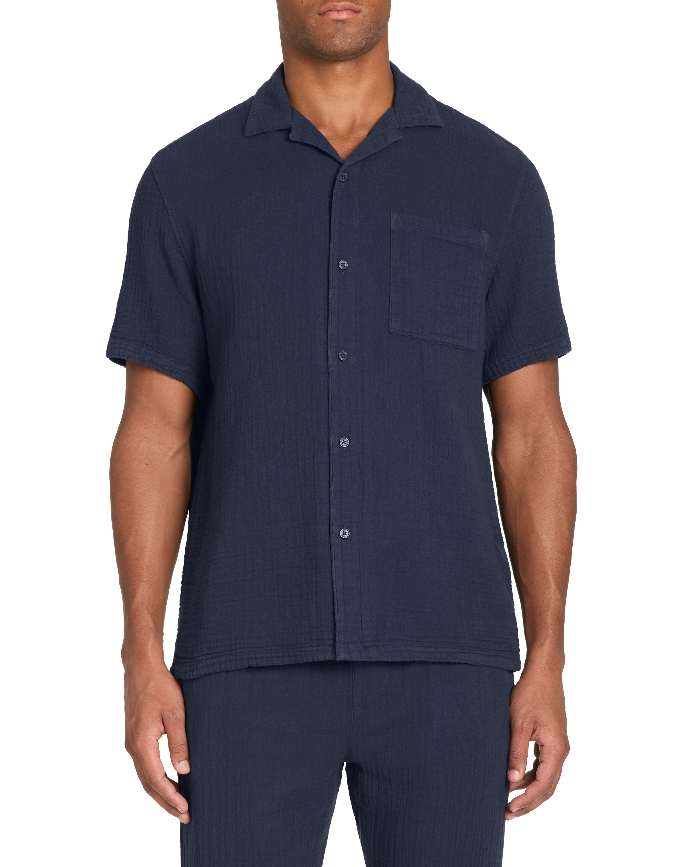 Chemisette regular en gaze de coton - marine - camaieu - Modalova