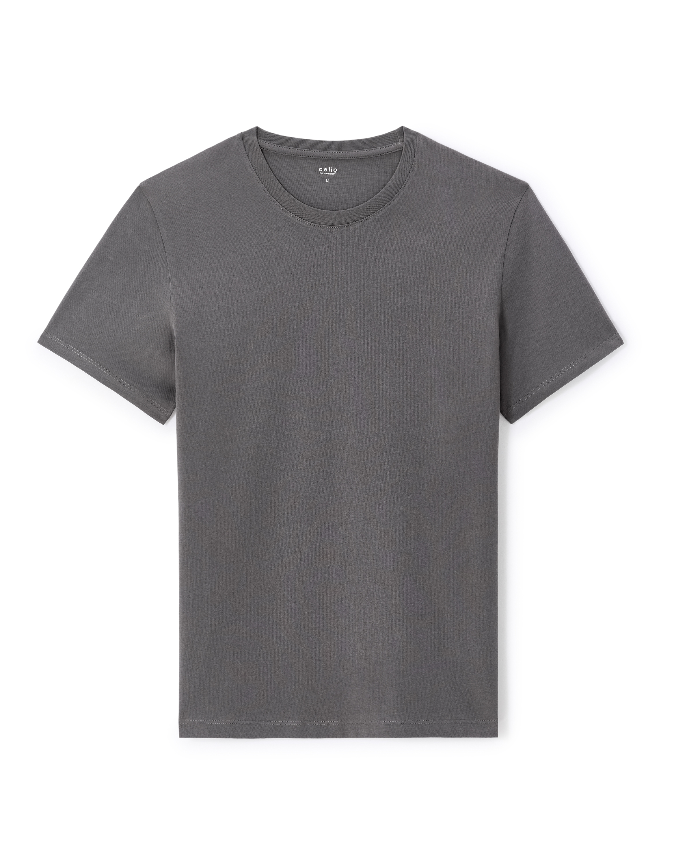 T-shirt straight col rond 100% coton - gris