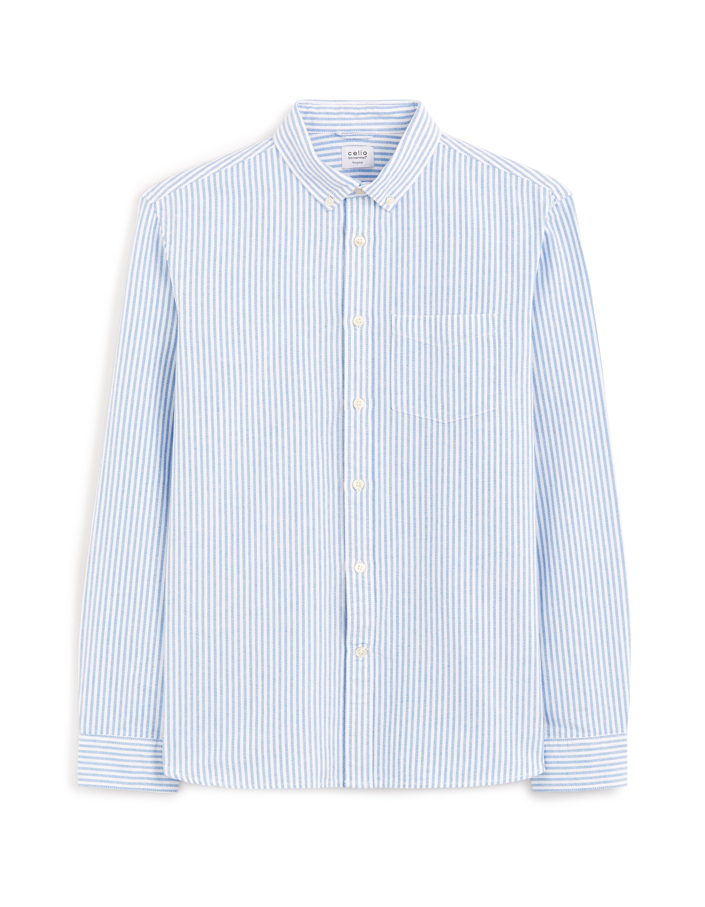 Chemise regular à rayures en coton oxford - bleu