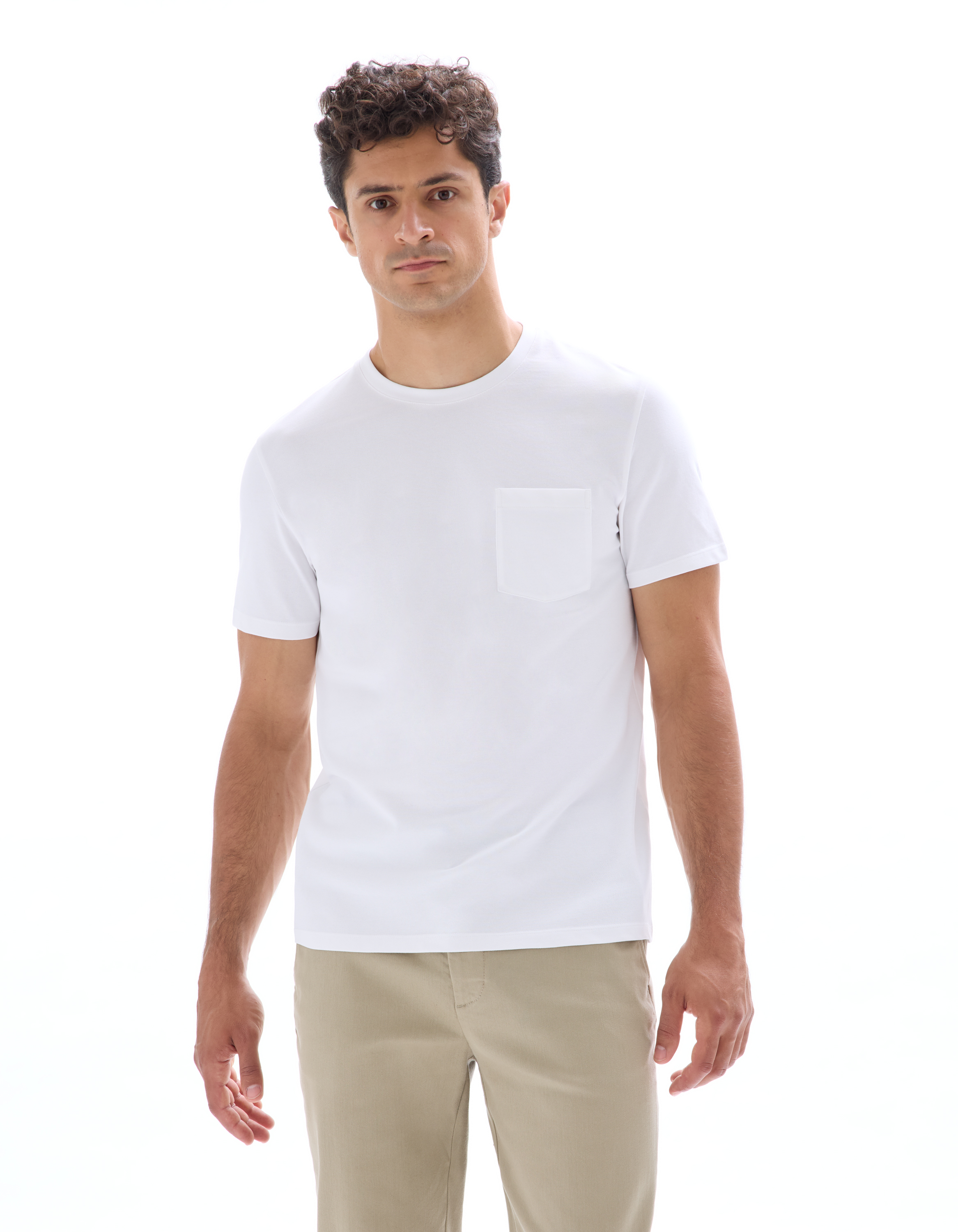 T-shirt regular col rond 100% coton piqué stretch - camaieu - Modalova