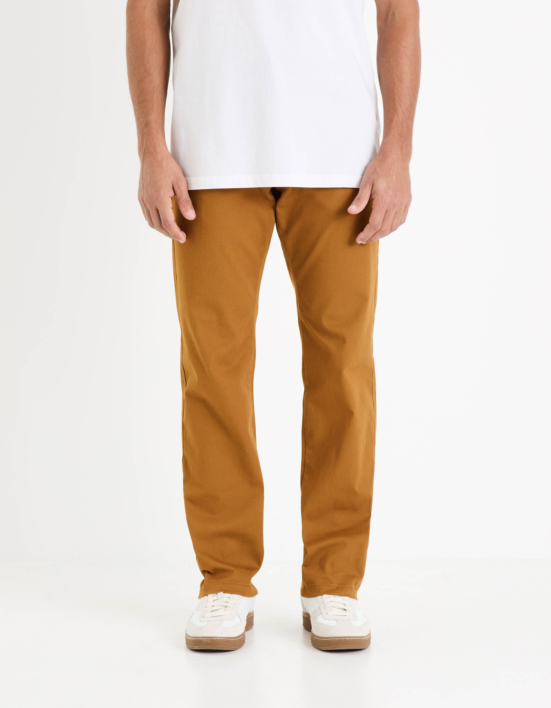 Pantalon chino straight en coton stretch - camaieu - Modalova