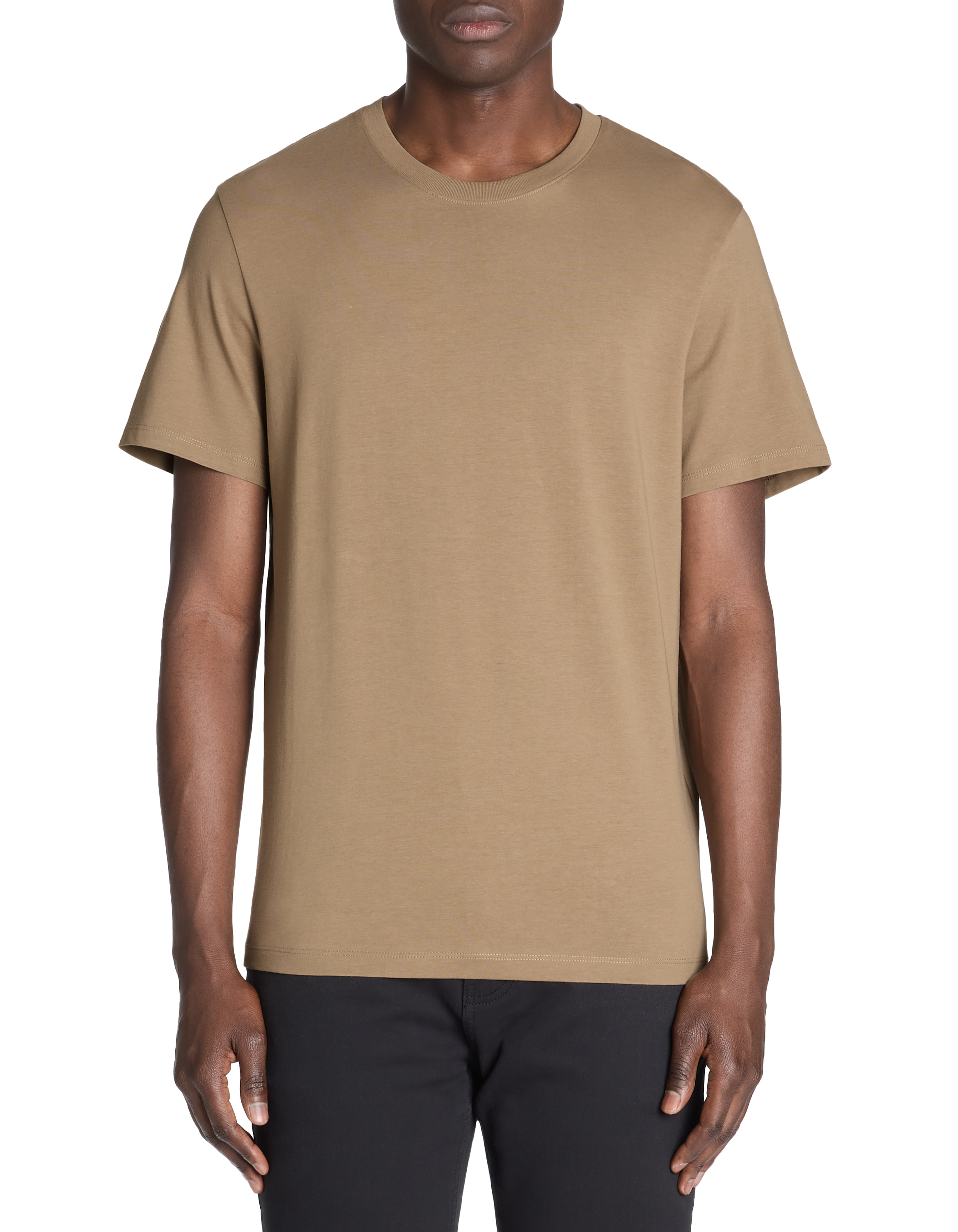 T-shirt straight col rond 100% coton - taupe - camaieu - Modalova