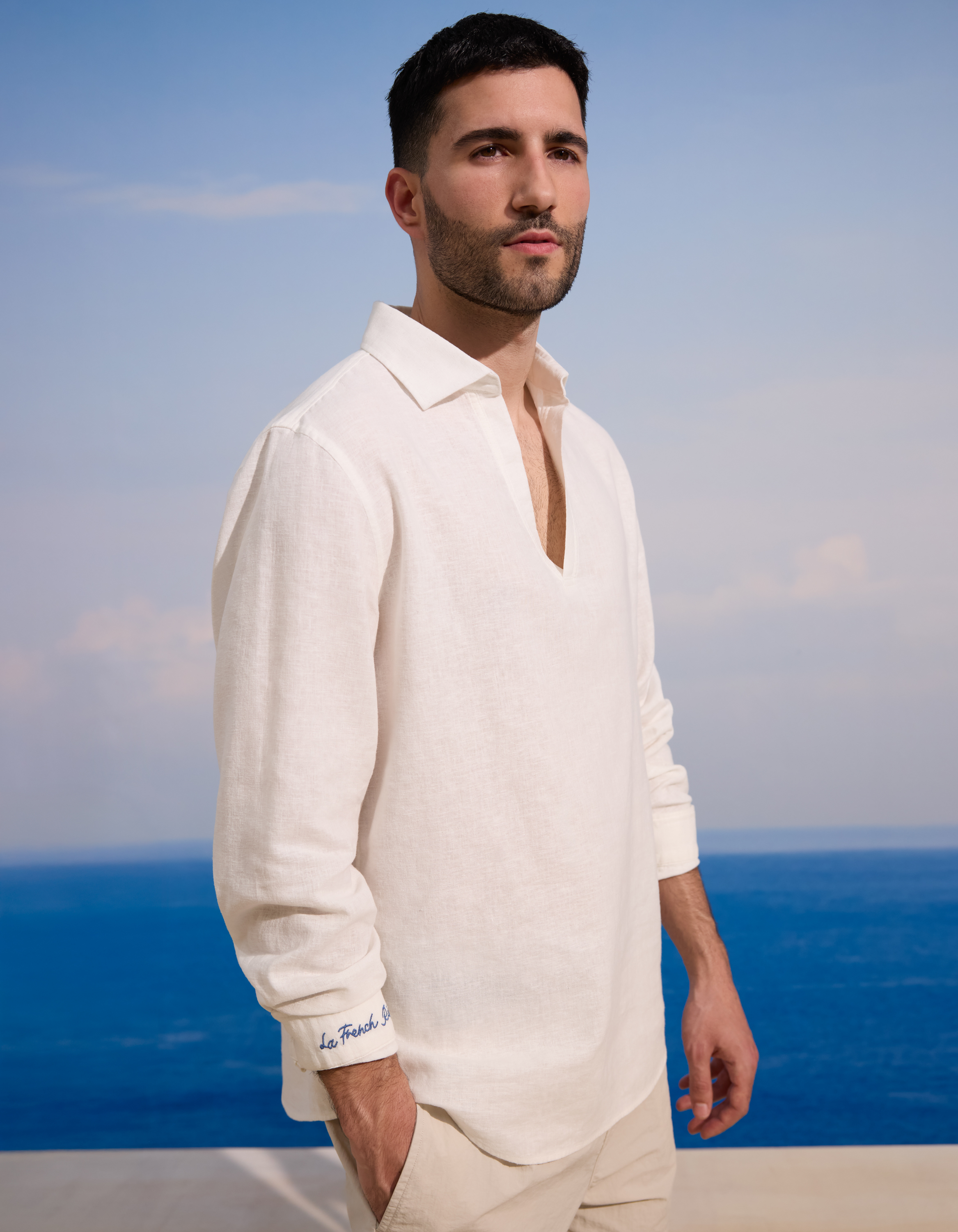 Saint-Tropez - Chemise blanche en lin et coton - camaieu - Modalova