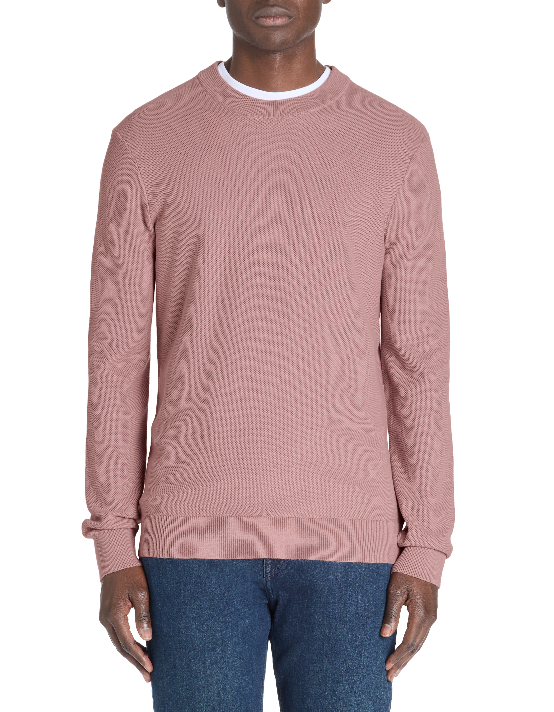 Pull col rond 100% coton - vieux rose - camaieu - Modalova