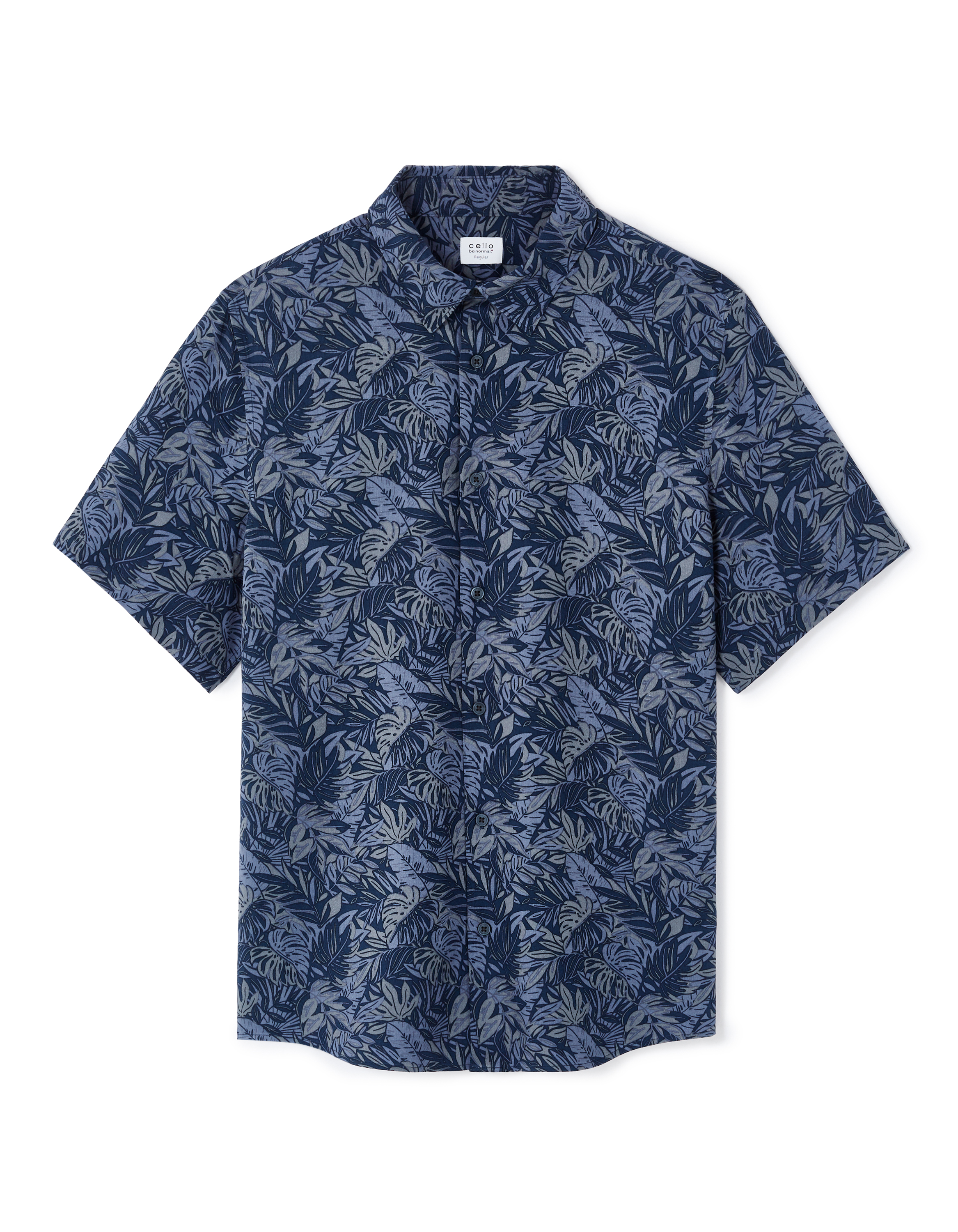 Chemisette imprimé palmier 100% viscose - bleu