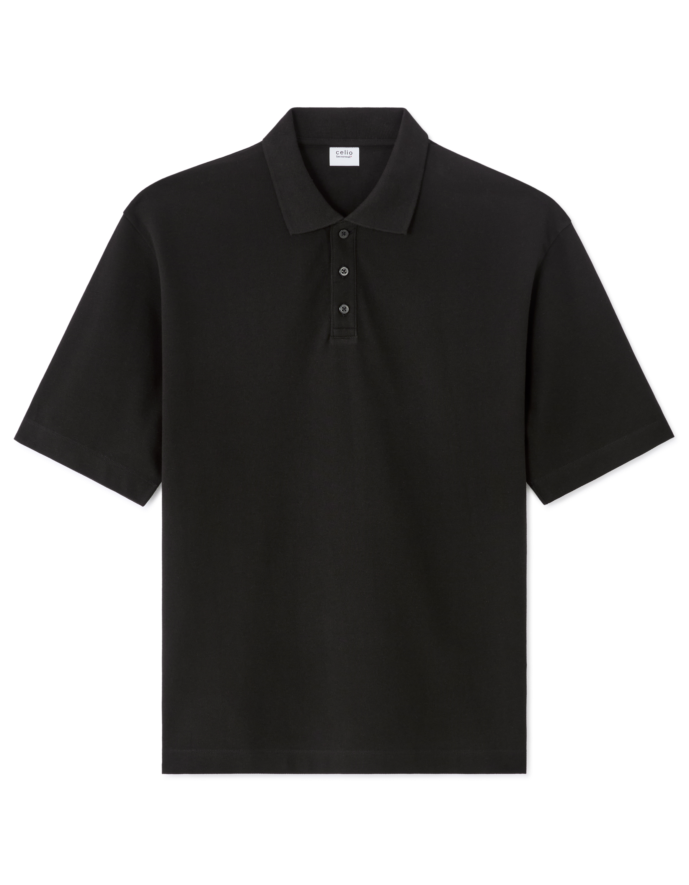 Polo piqué oversize 100% coton - noir
