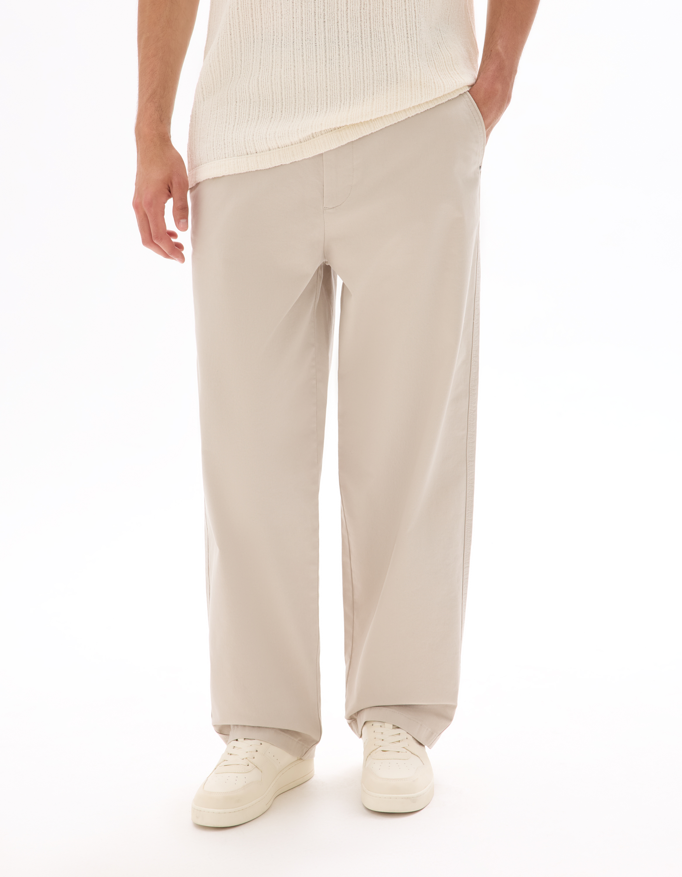 Pantalon chino baggy coton stretch - camaieu - Modalova