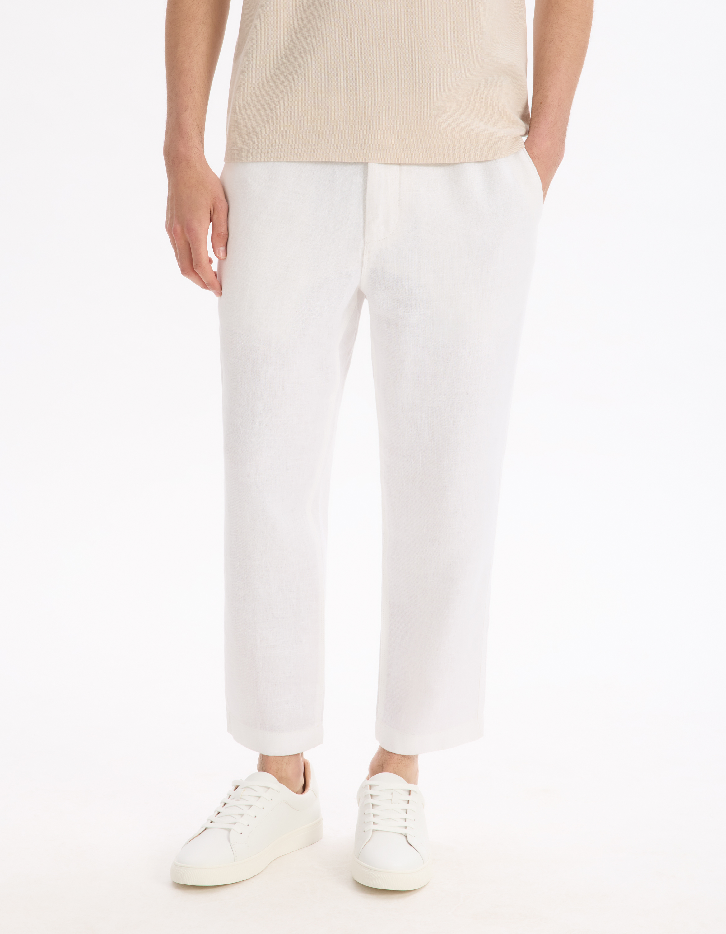 Pantalon straight 100% lin 7/8ème - camaieu - Modalova