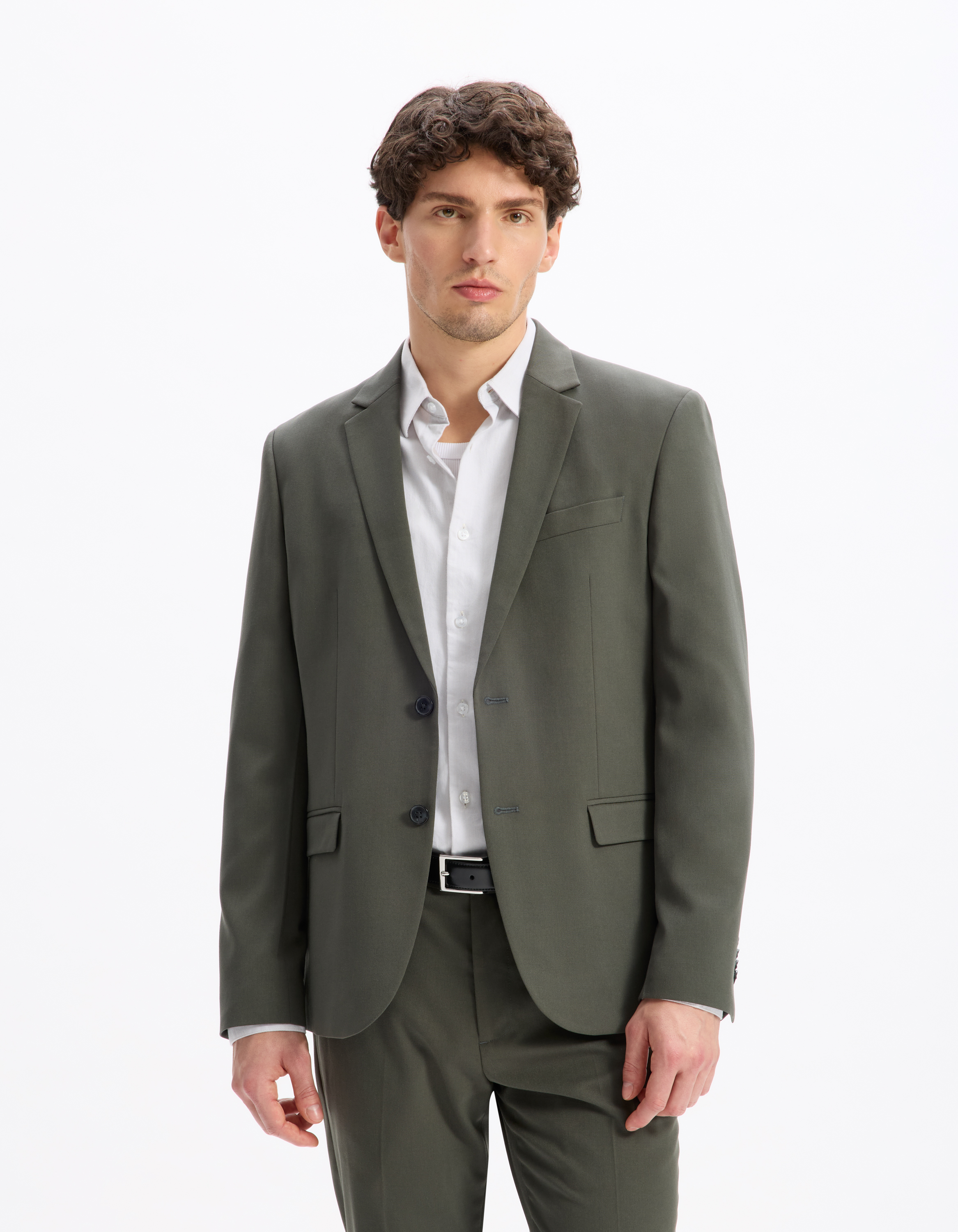 Veste de costume slim stretch - kaki clair - camaieu - Modalova