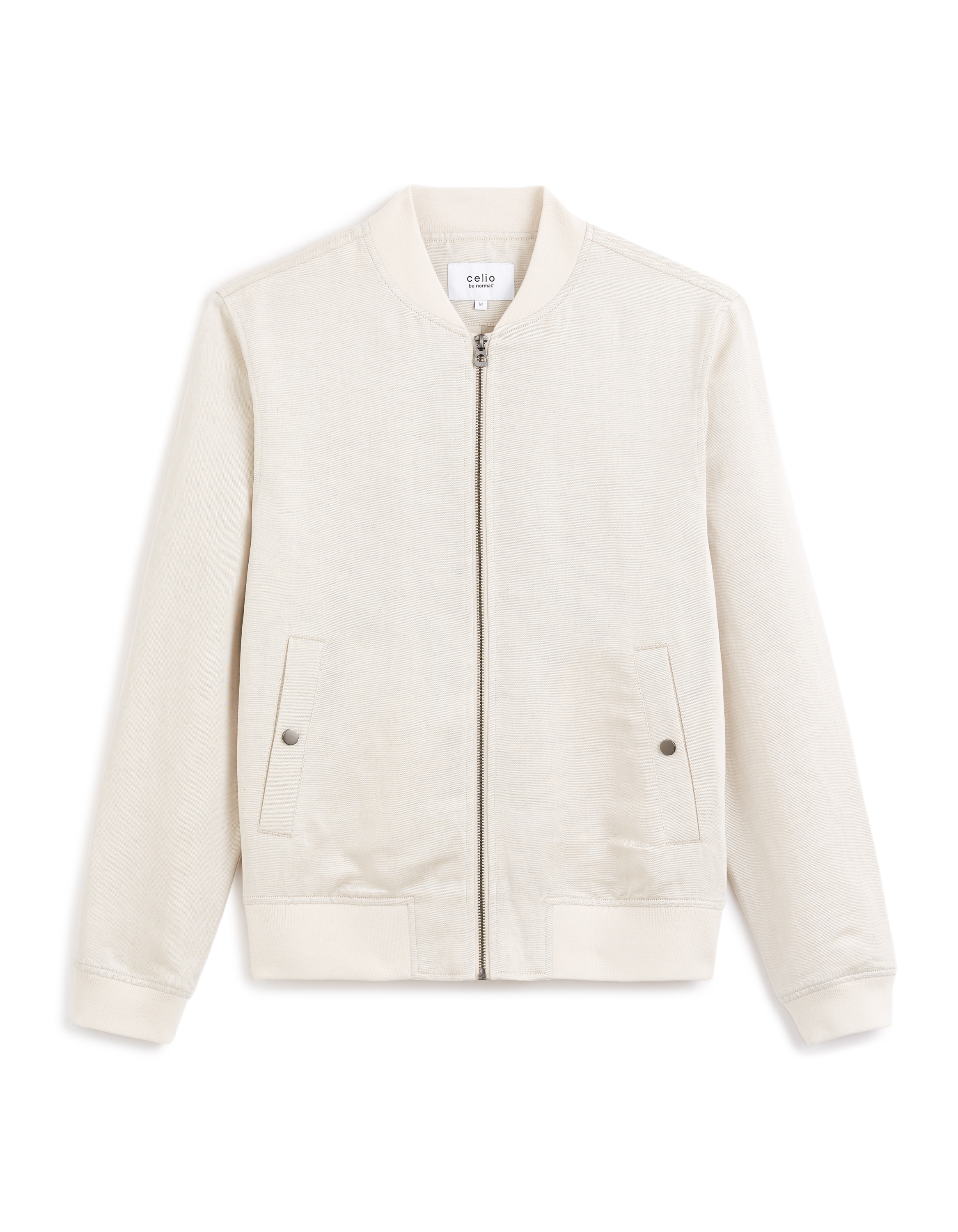 Veste col bomber lin mélangé - naturel