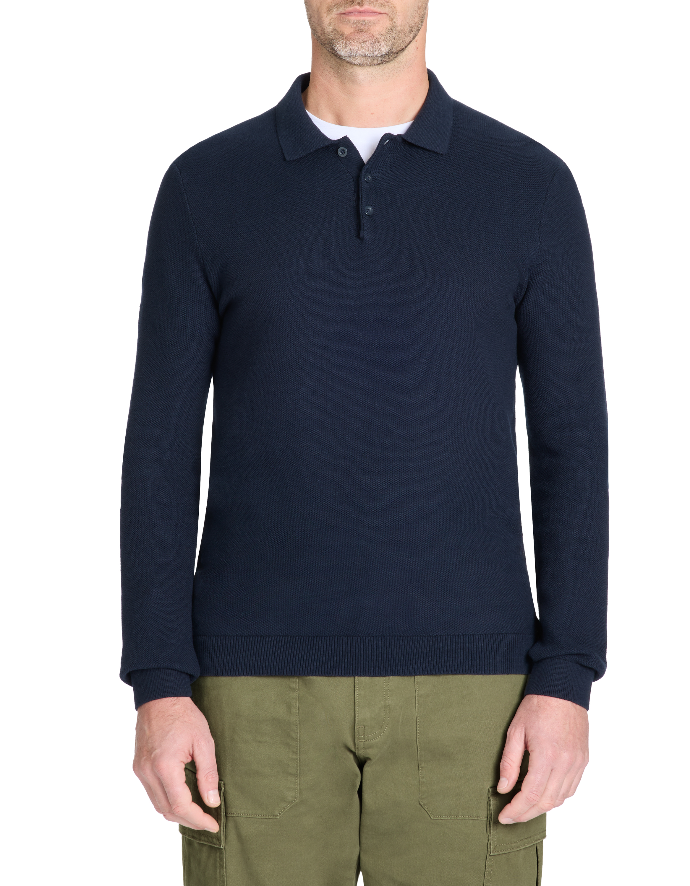 Pull col polo 100% coton - marine - camaieu - Modalova