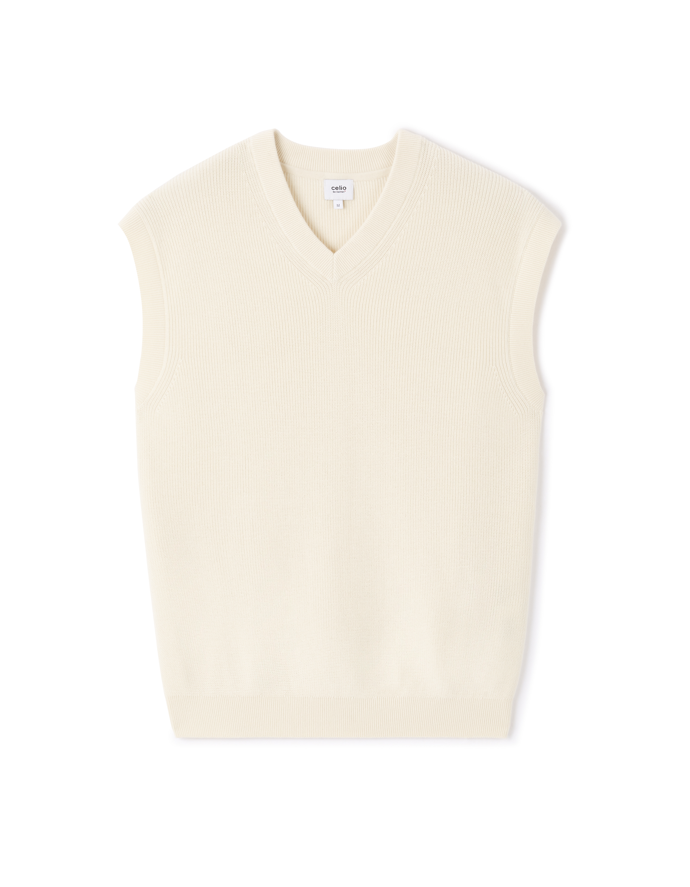 Pull col v 100% coton - ecru