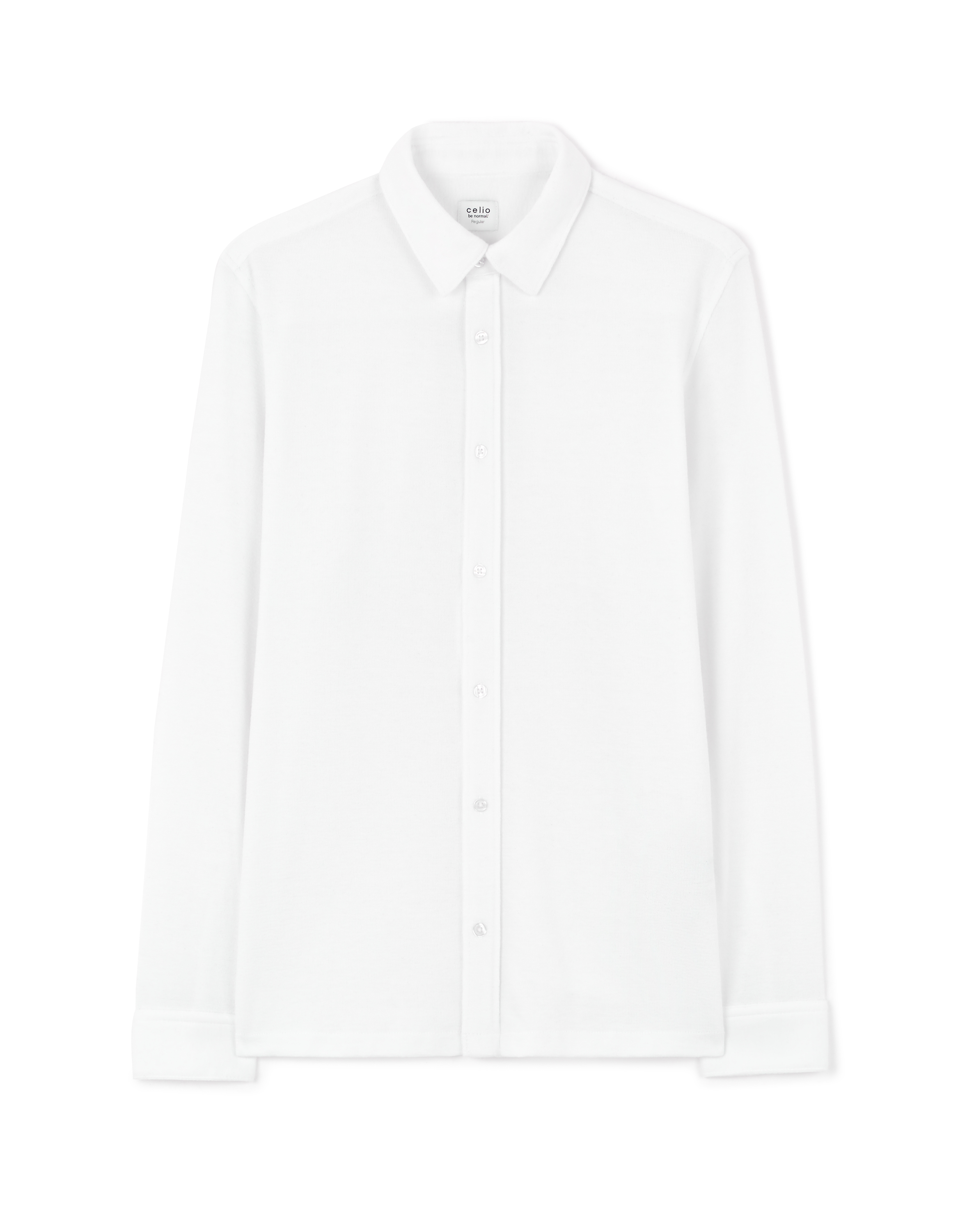 Chemise regular en maille coton mélangé - blanc
