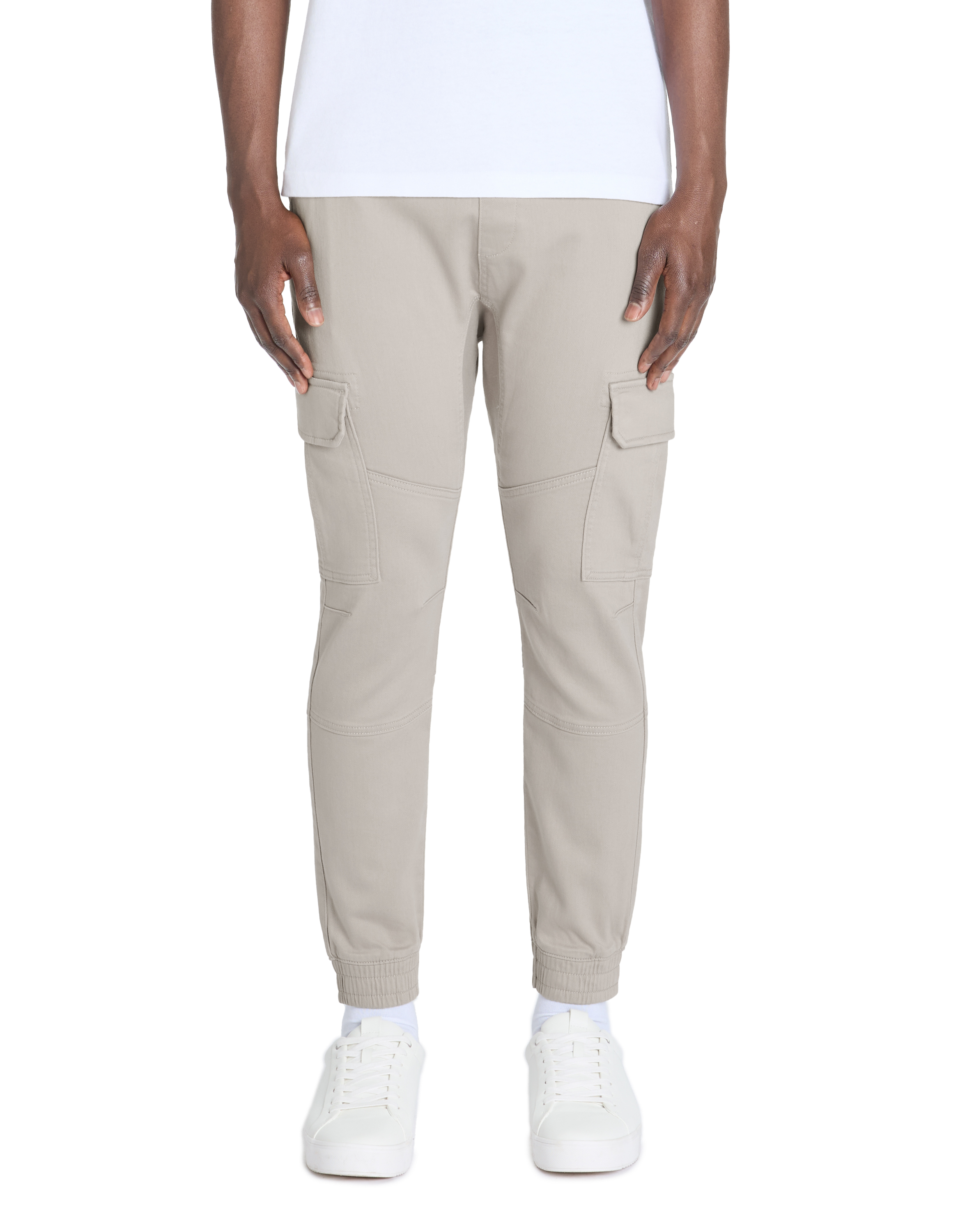 Pantalon cargo slim 100% coton stretch - gris - camaieu - Modalova