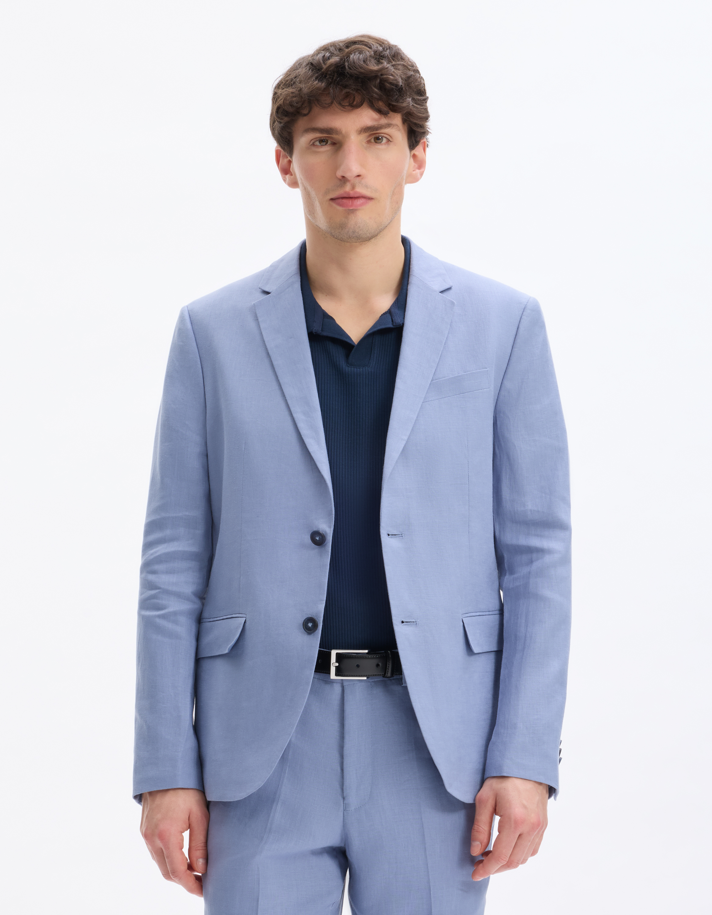 Veste de costume slim 100% lin - bleu - camaieu - Modalova