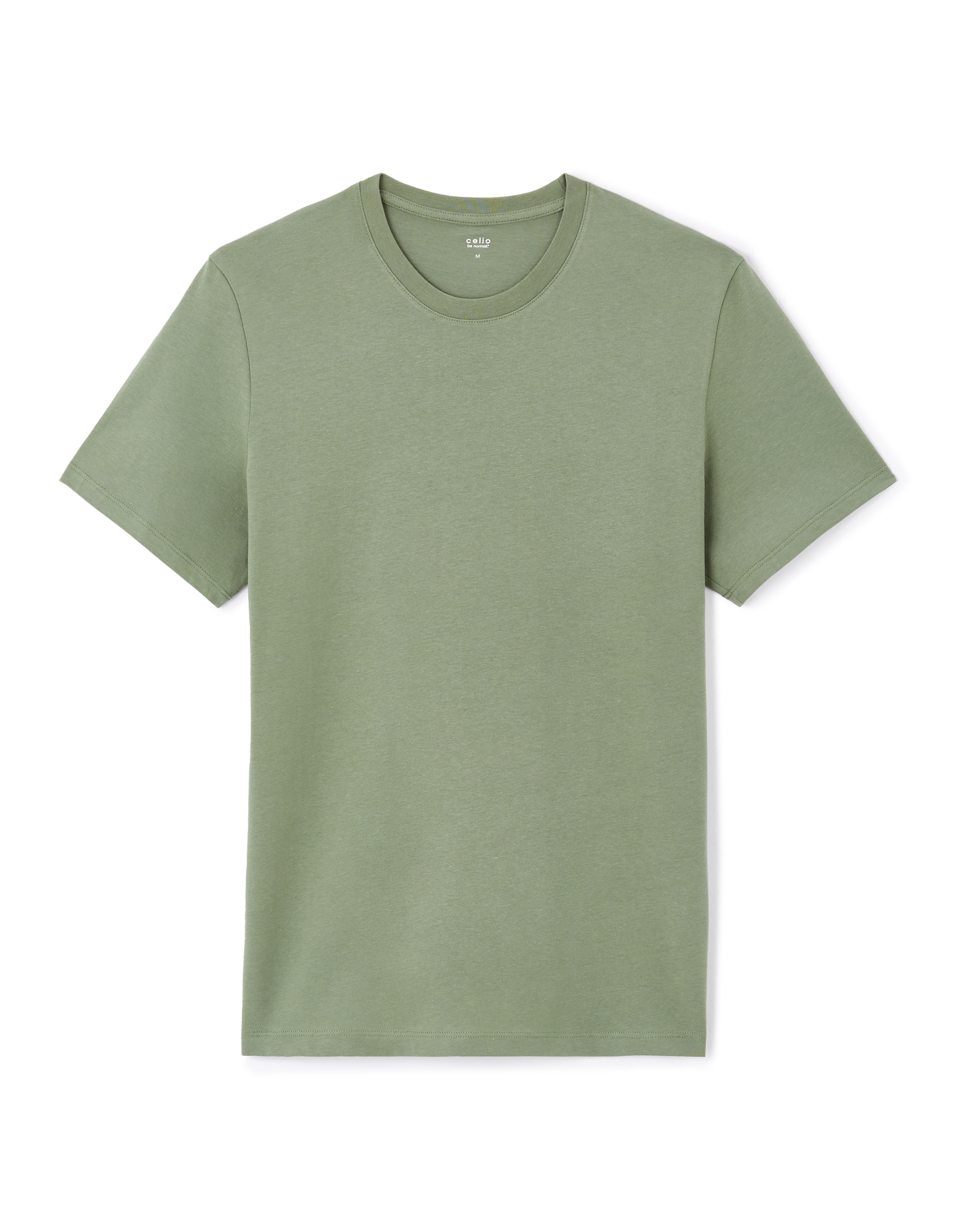 T-shirt straight col rond 100% coton - kaki clair