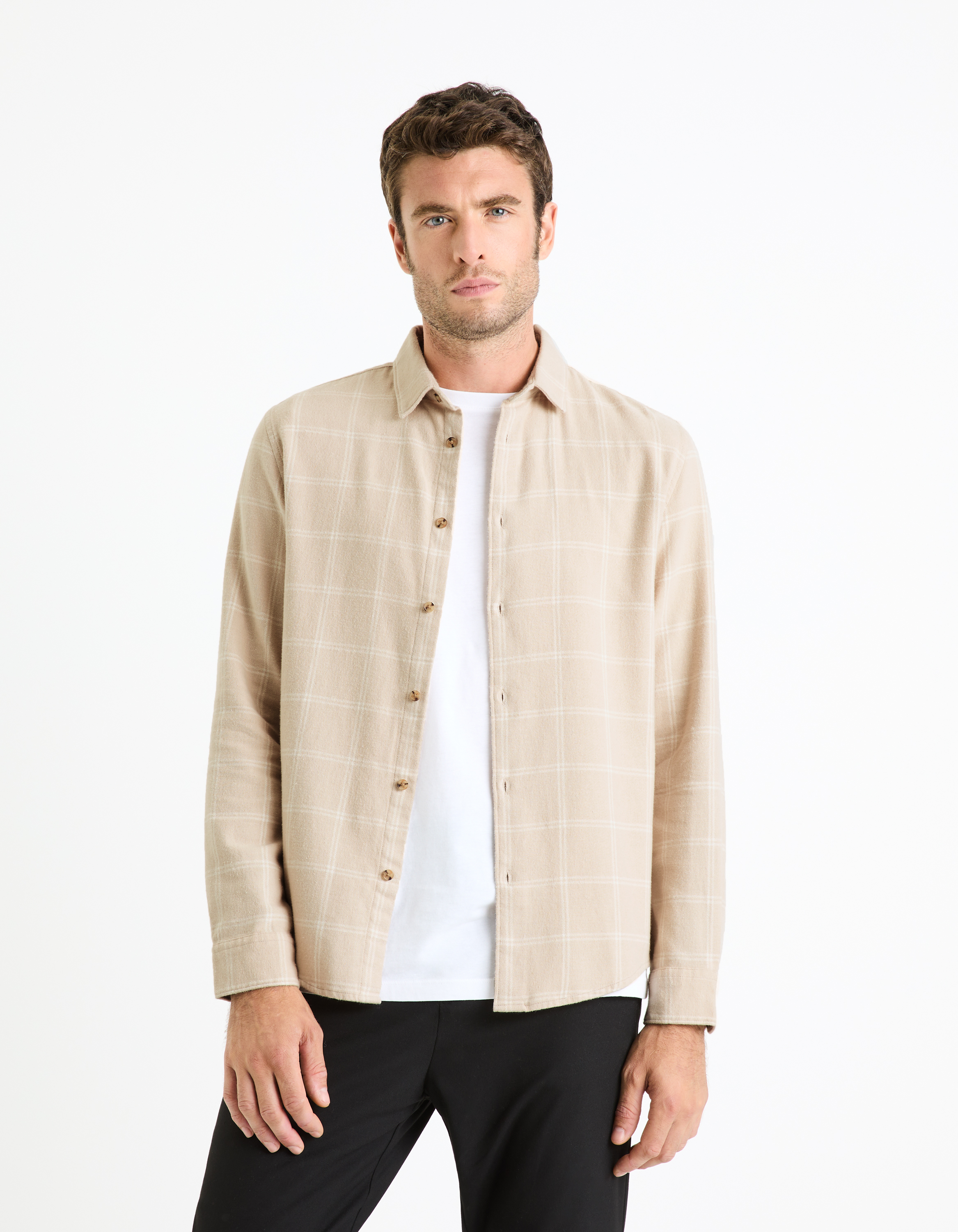Chemise regular 100% coton - beige - camaieu - Modalova